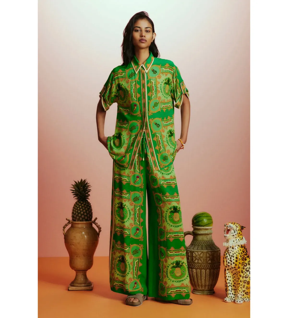 Alémais La Musica Silk Shirt and Pant Green Size AU 16 - Image 1