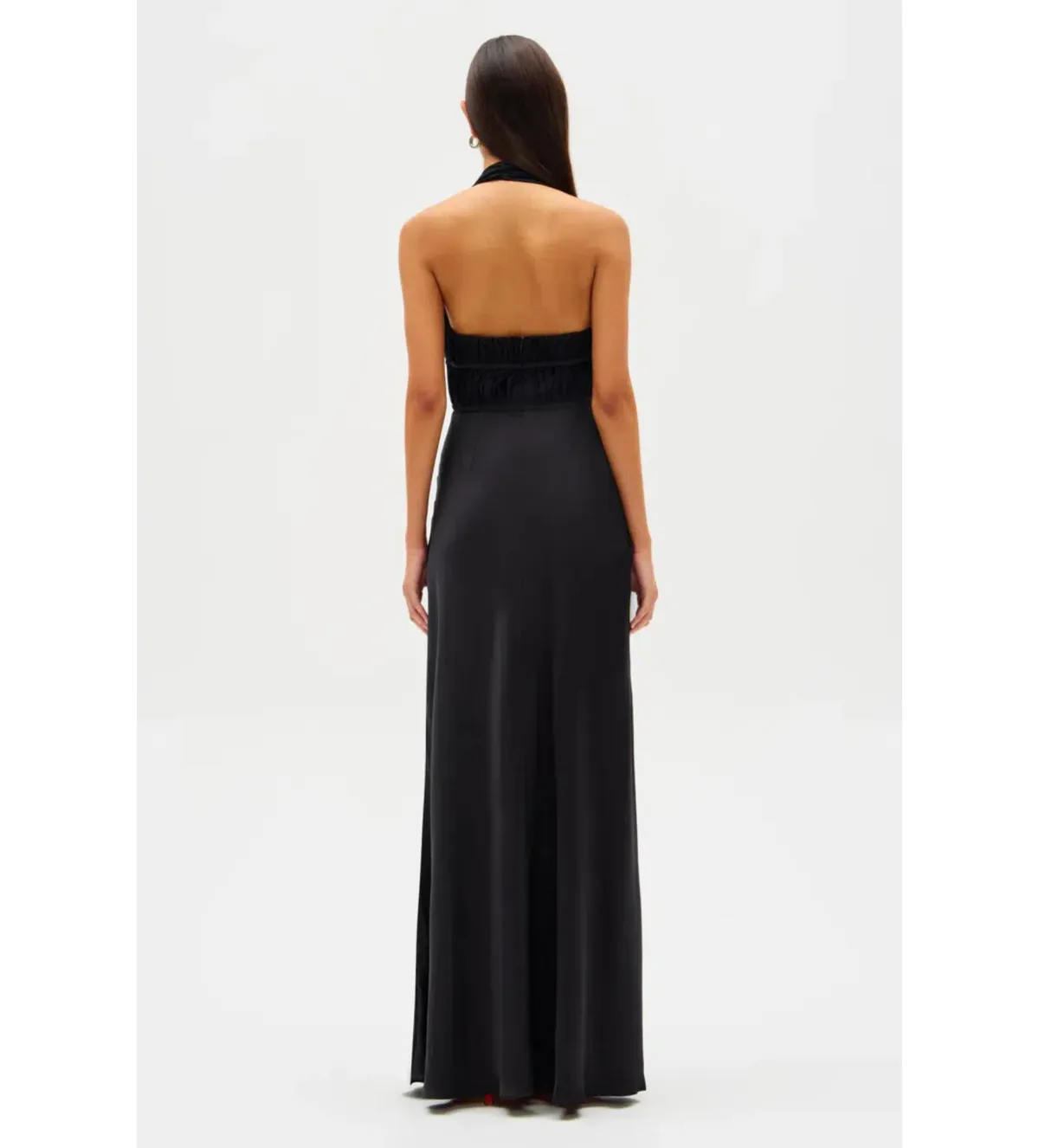 Misha Celine Satin Maxi Dress Black Size 8/S - Image 3