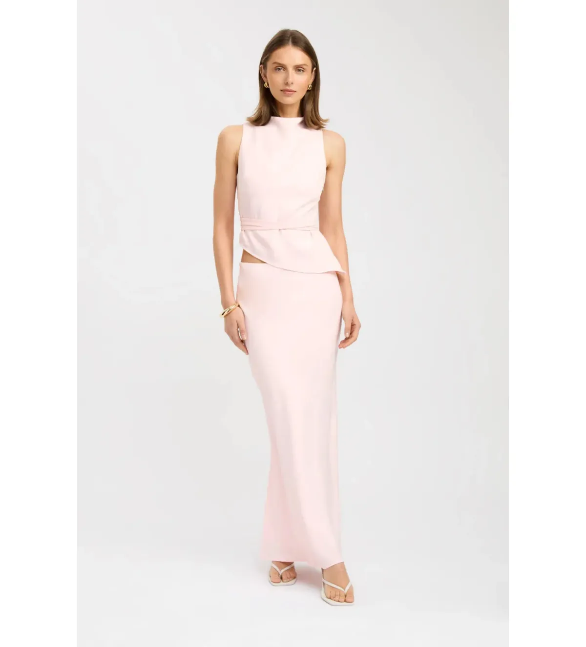 Kookai Ariel Double Belt Halter Top And Maria Maxi Skirt Set in Heavenly Pink Size AU 10 - Image 7