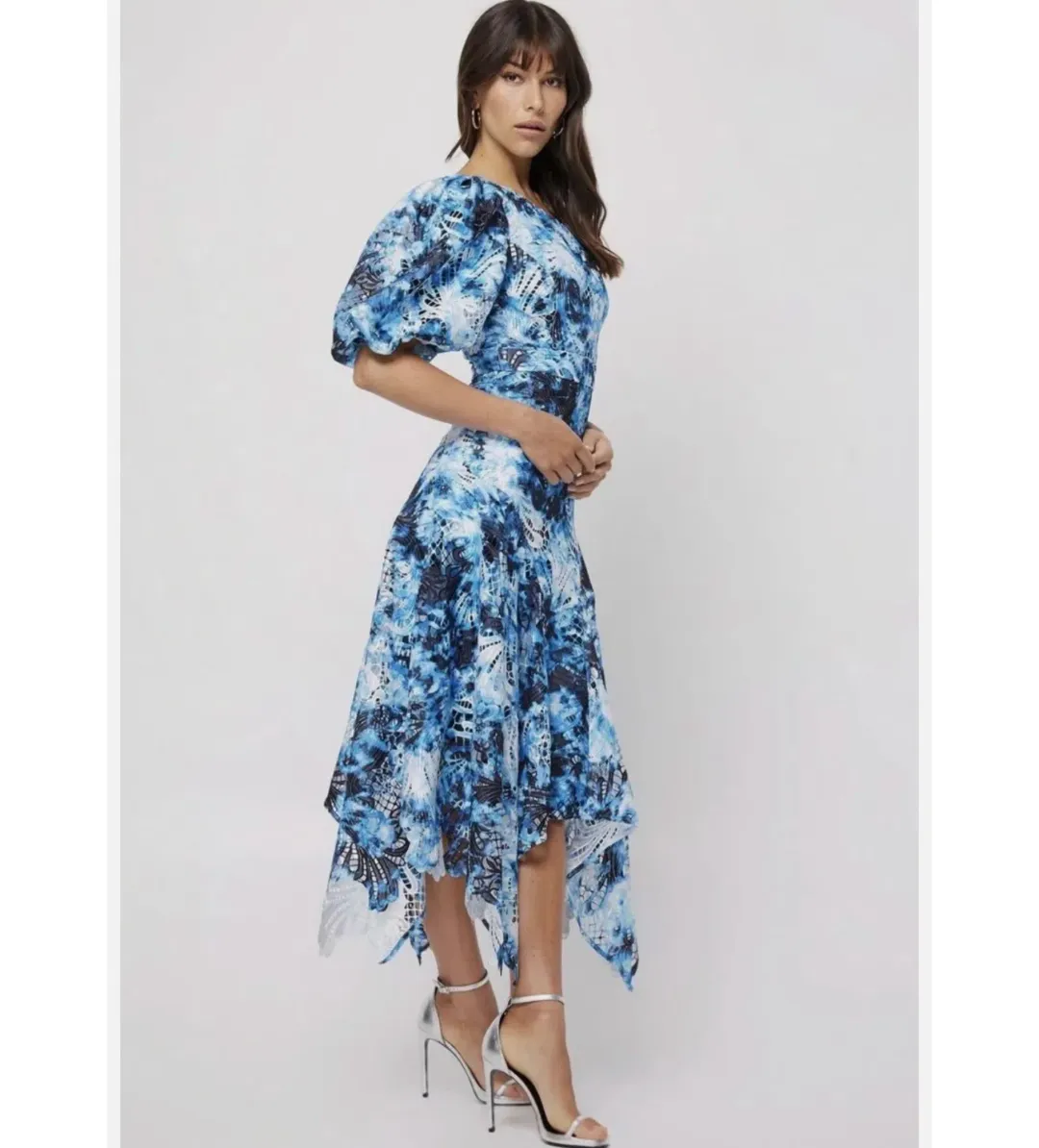 Mossman High Rise Maxi Dress in Blue Tie Dye Size AU 14  for rent on The Volte - main image