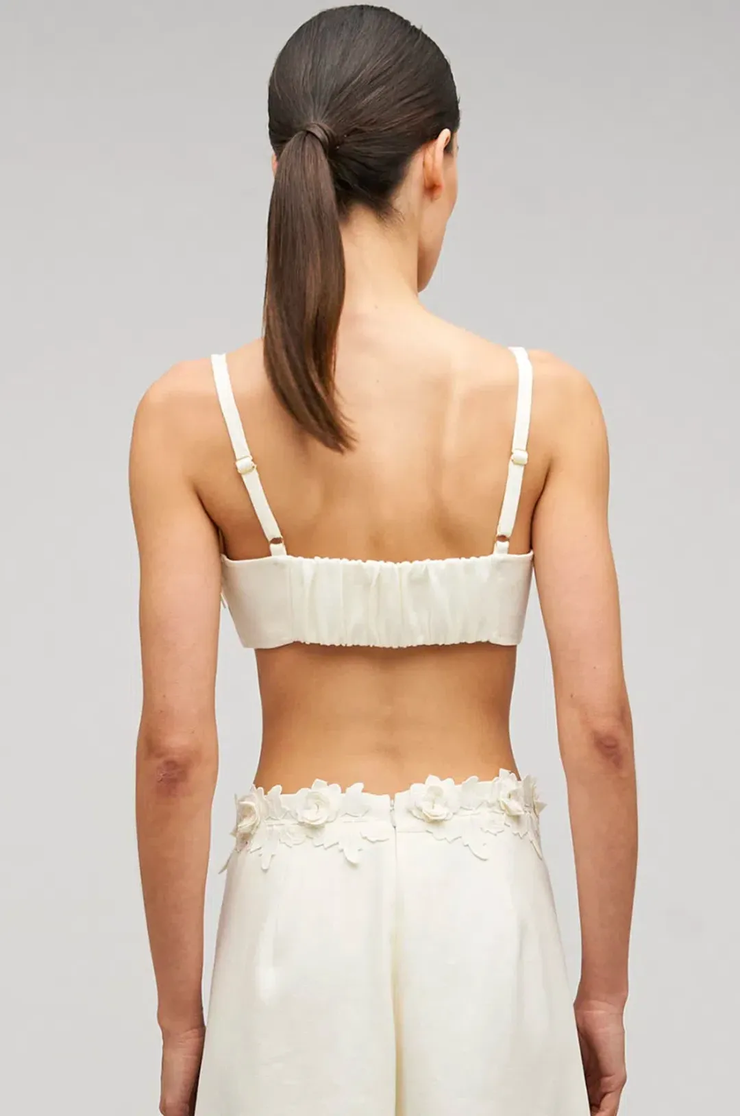 Oroton Rosebud Lace Bralet and Midi Skirt Set Soft Cream Size 8 for rent on The Volte - main image