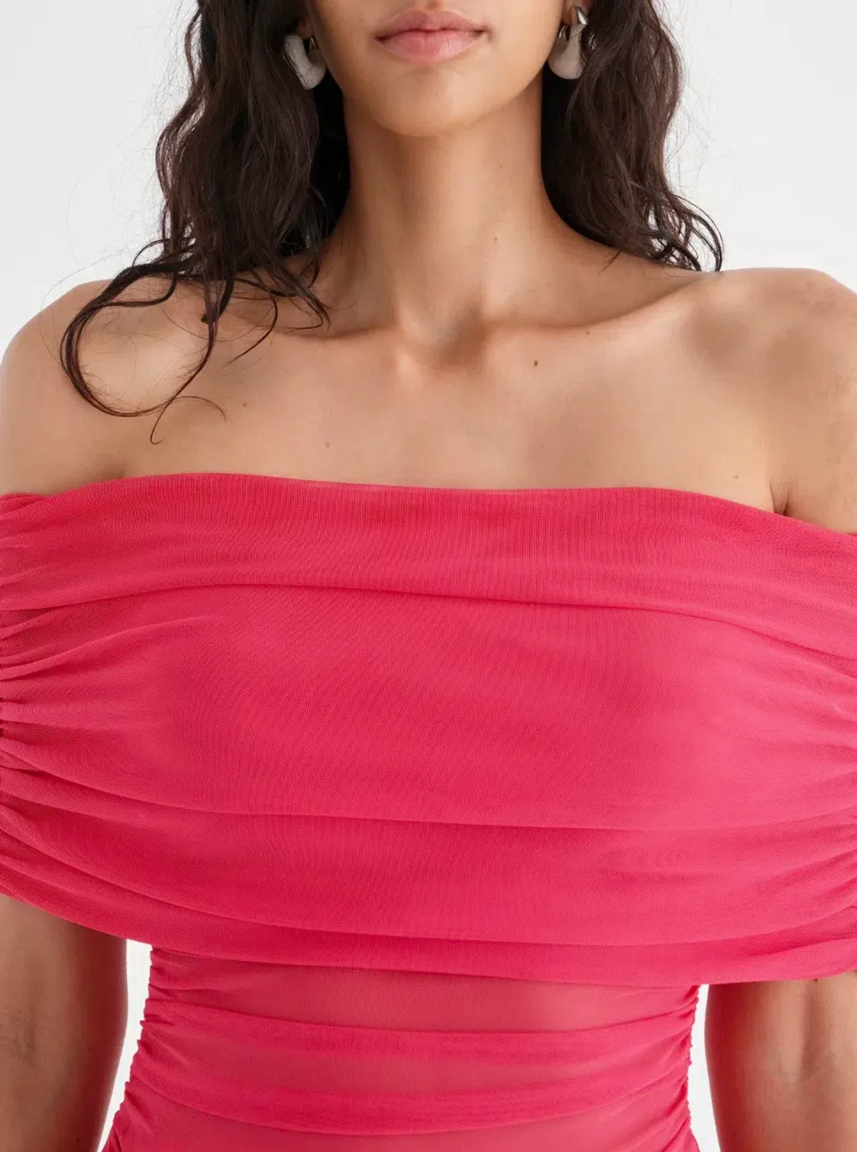 Benni Nico Off Shoulder Mini Dress Watermelon Pink Size 6 - Image 4