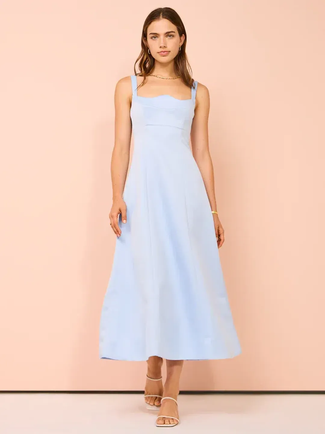 Leo Lin Odette Midi Dress in Sky Blue  Size 6 for rent on The Volte - main image