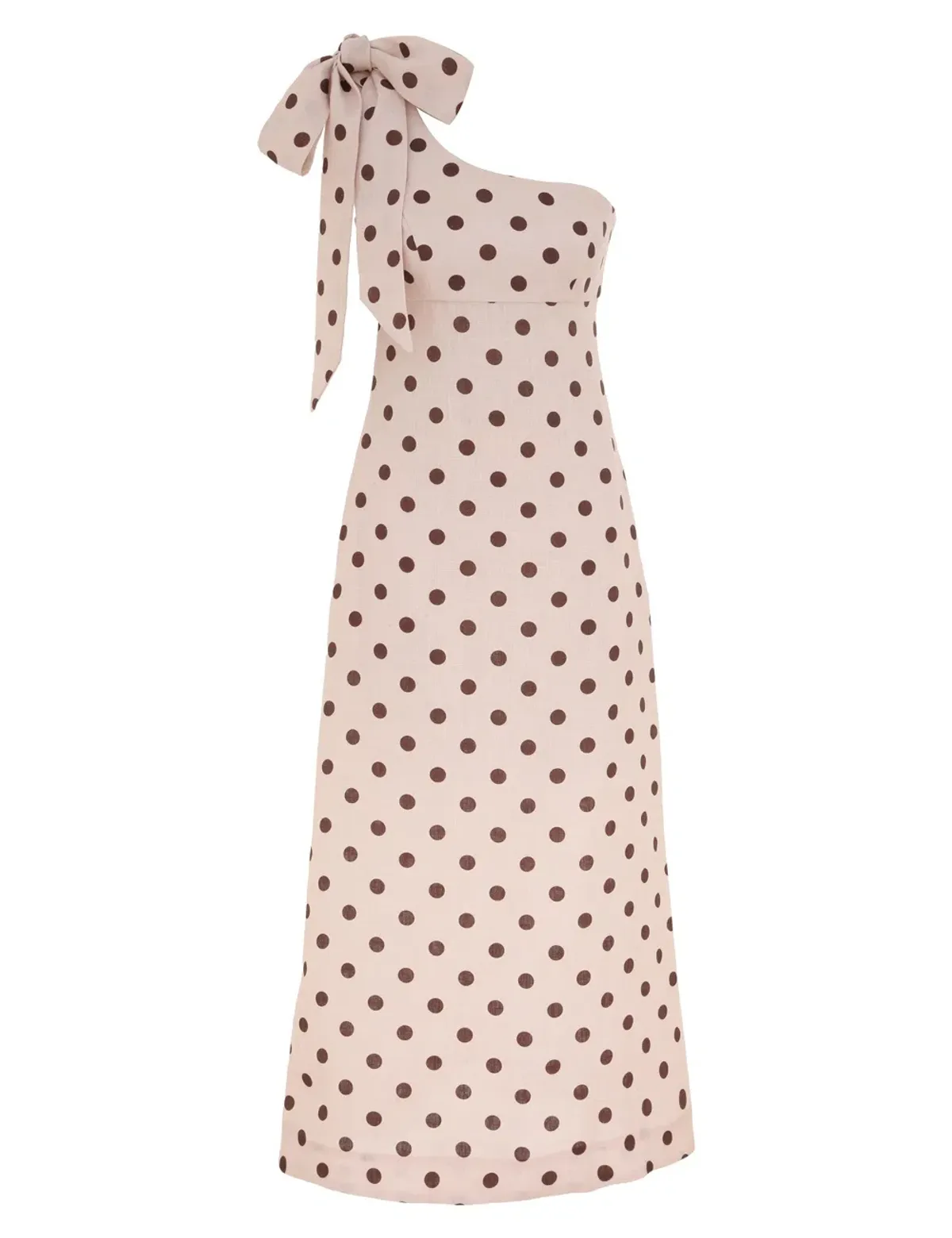 Zimmermann Acacia One Shoulder Midi Dress in Cream/Tan Dot Size 1 / AU 10 - Image 5