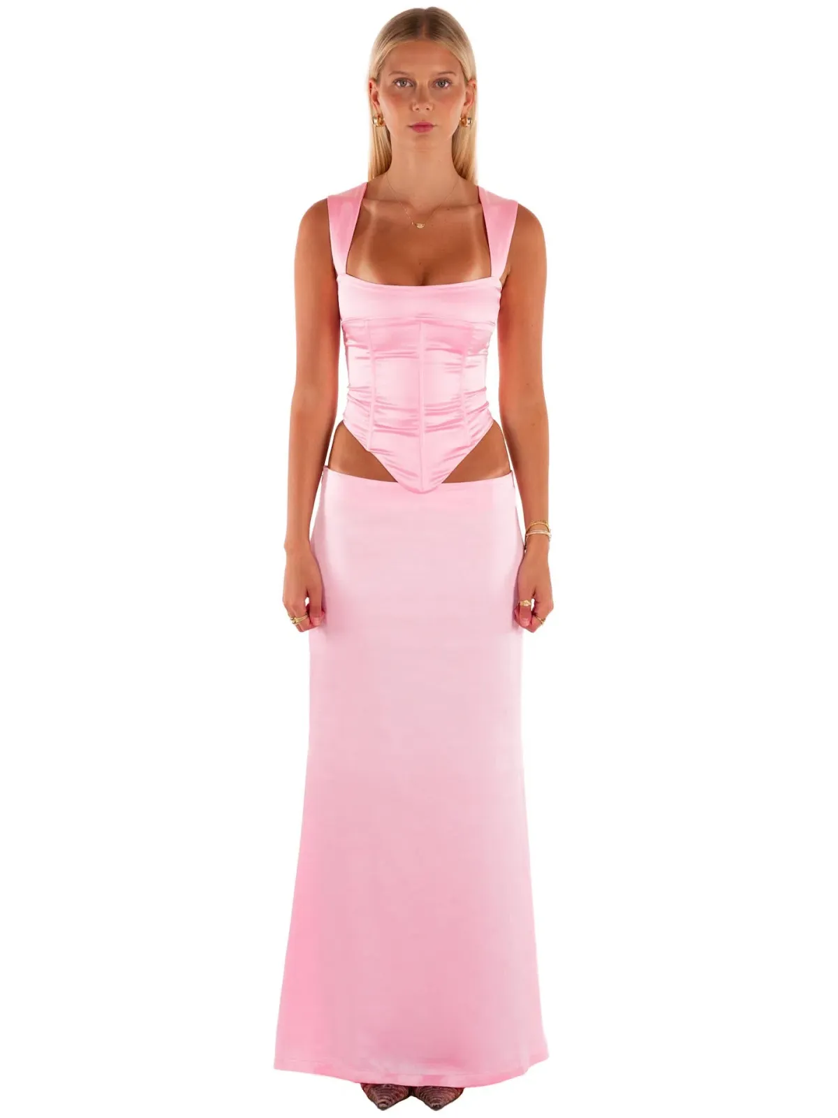 I Am Delilah Valerie Corset and Maxi Skirt Set in Candy Pink Size XS / AU 6 - Image 1