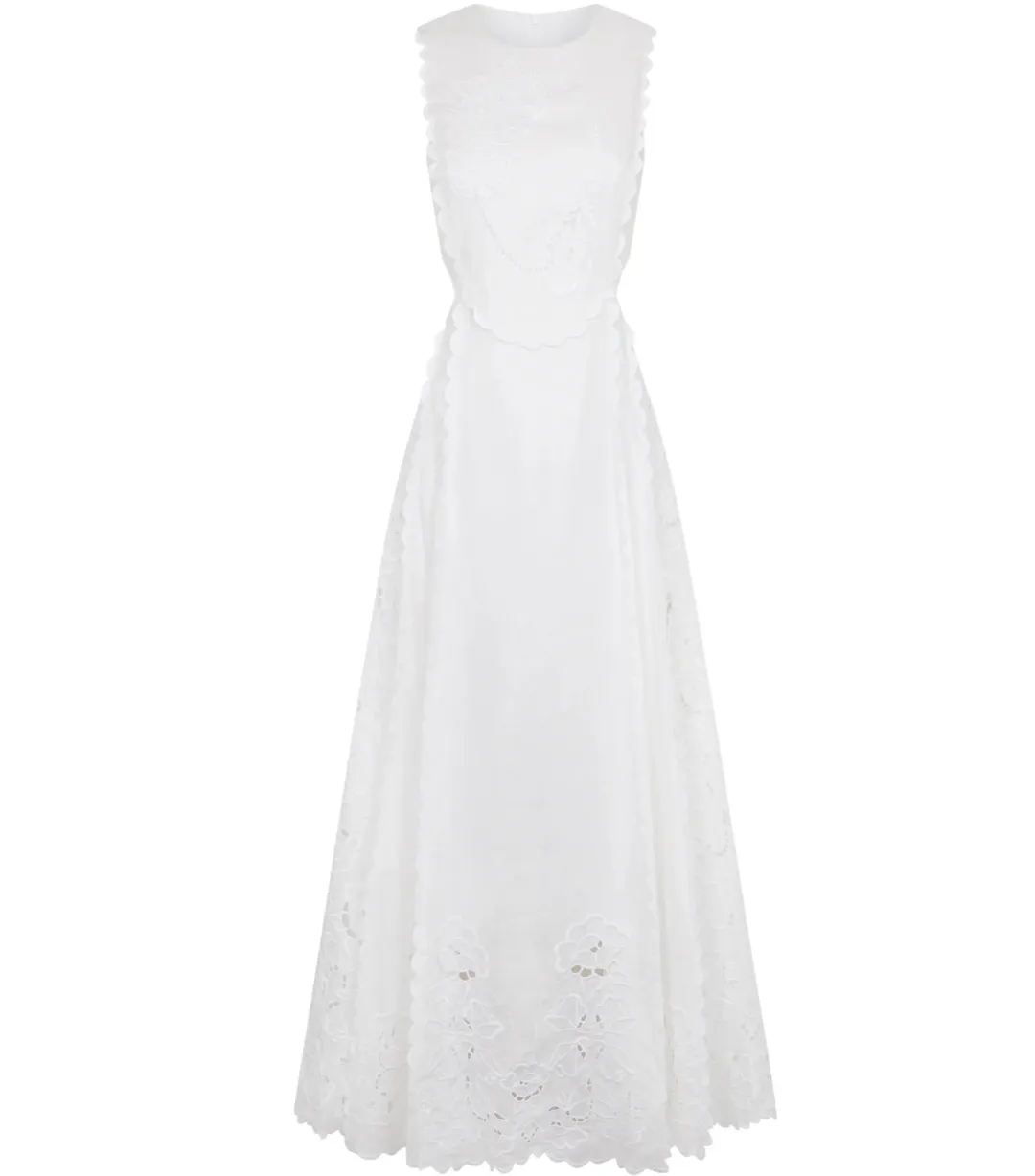 Lovaan Amelia Cutwork Embroidered Dress White Size AU 10 for rent on The Volte - main image