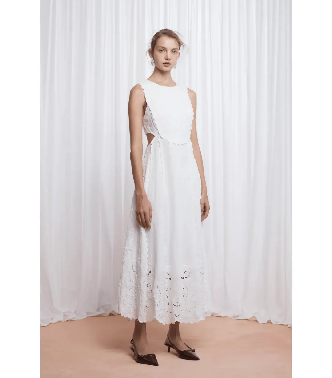 Lovaan Amelia Cutwork Embroidered Dress White Size AU 10 for rent on The Volte - main image