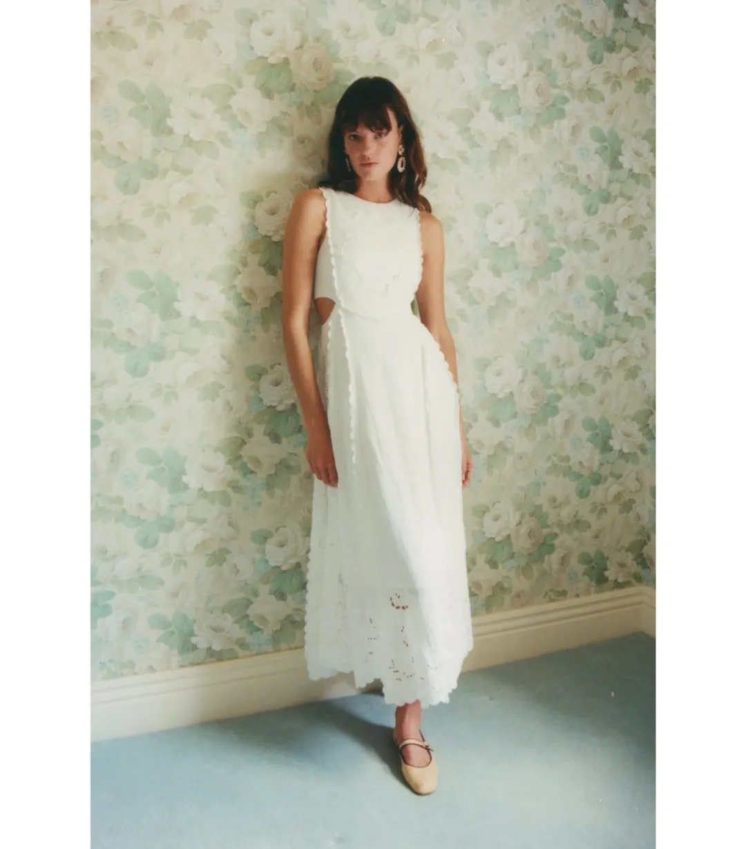 Lovaan Amelia Cutwork Embroidered Dress White Size AU 10 for rent on The Volte - main image