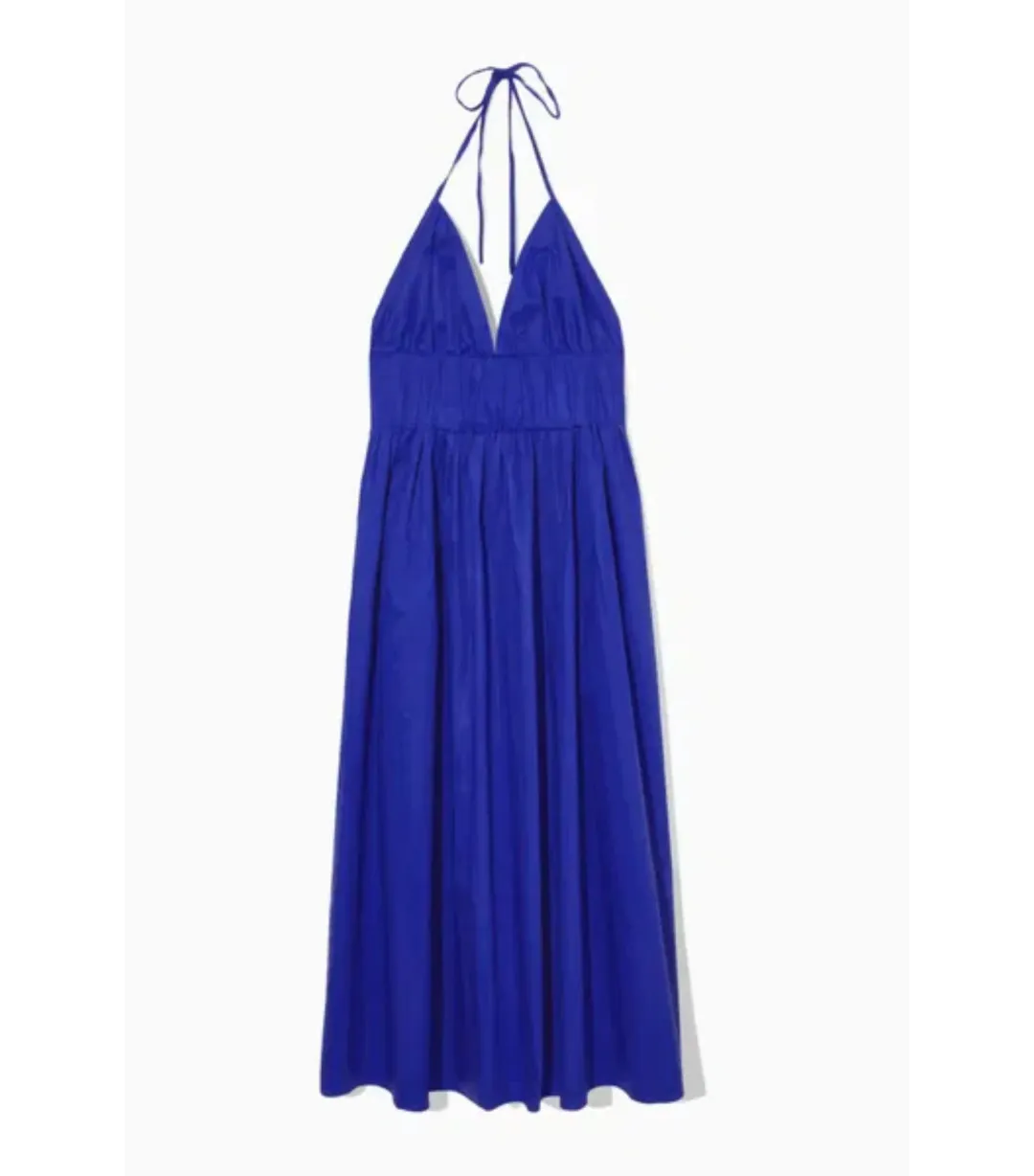 Cos Gathered Halterneck Midi Dress Bright Blue Size AU 10 for rent on The Volte - main image