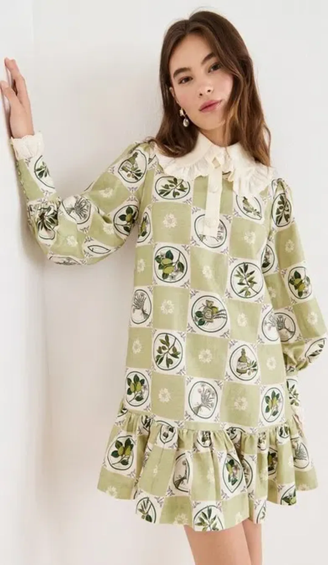 Alémais Sofia Mini Dress in Olive Size AU 14 for rent on The Volte - main image