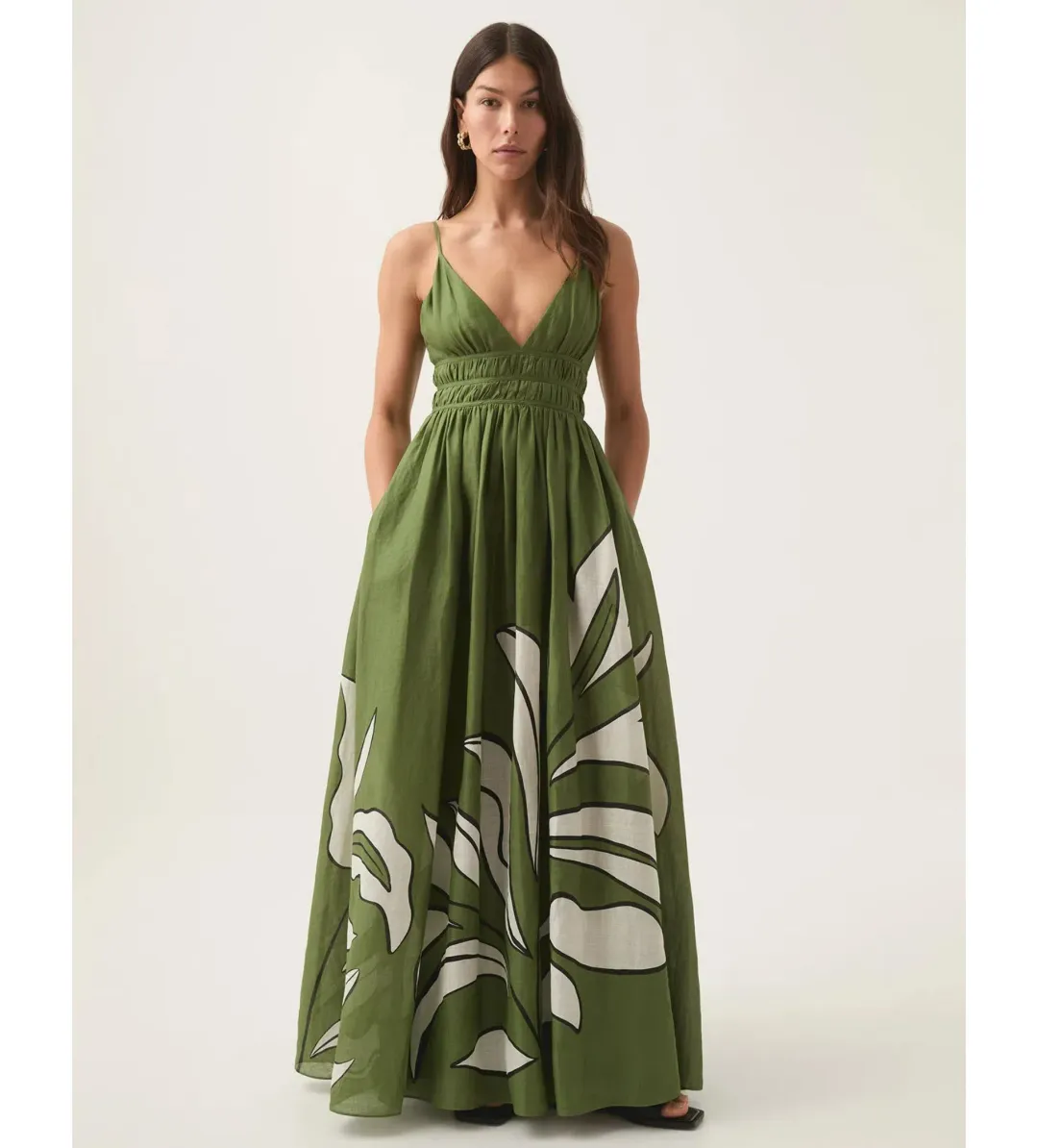Aje Planetary Maxi Dress in Abstract Fern Size AU 12 for rent on The Volte - main image
