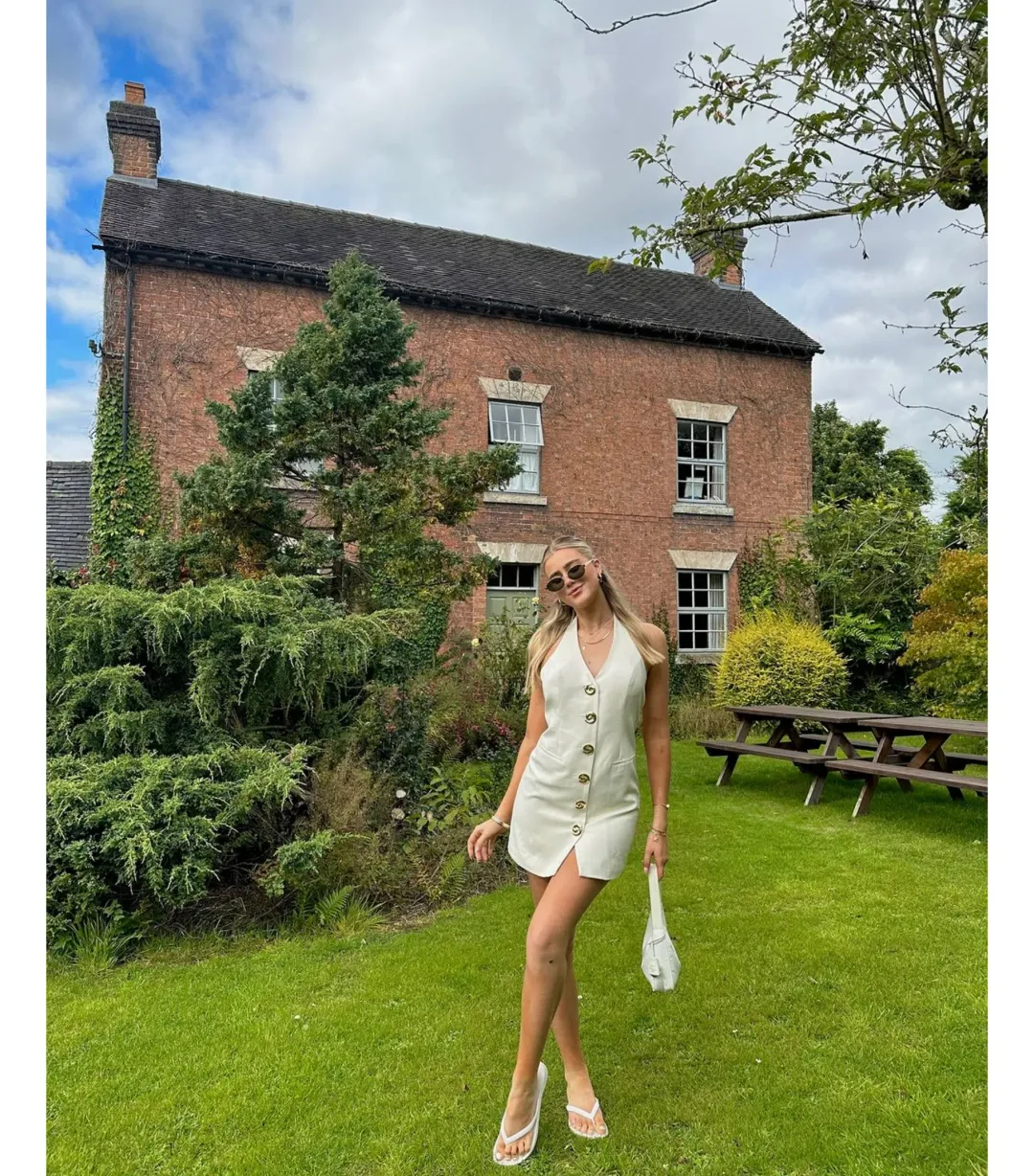 The Wolf Gang Irida Vest Dress Ivory Size AU 8 for rent on The Volte - main image