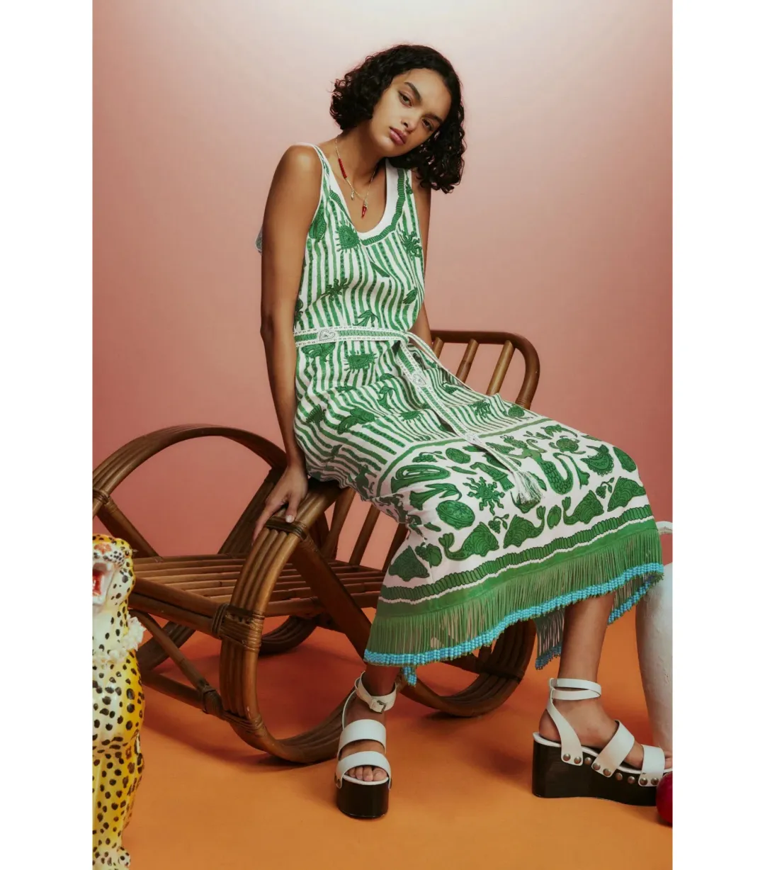 Alemais Lulu Sleeveless Mini Dress Green Print Size AU 10 for rent on The Volte - main image