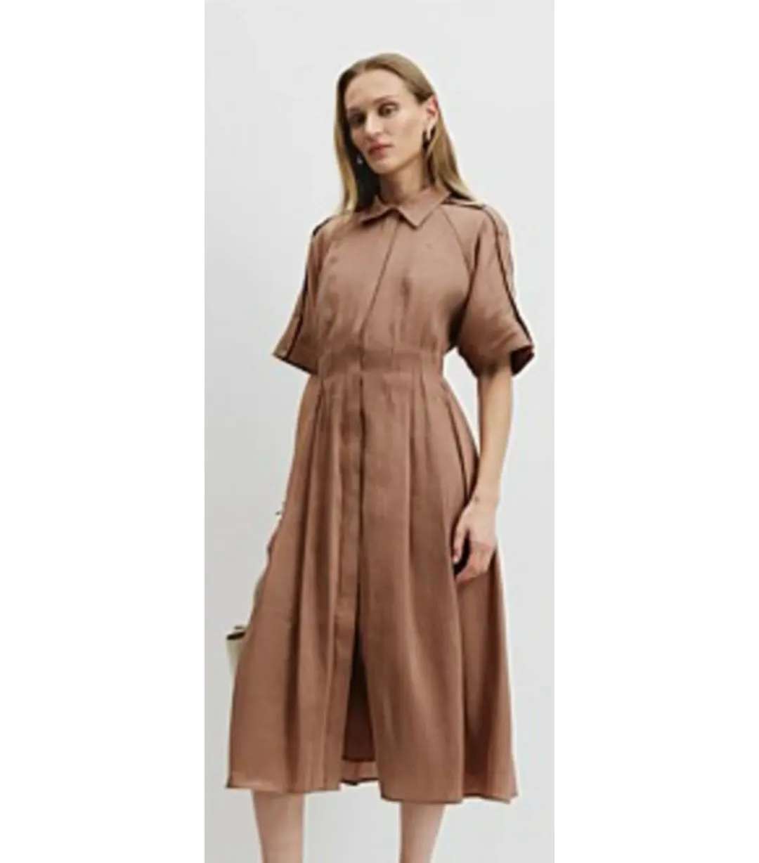 Country Road Cinched Shirt Dress in Nutmeg Size 12 for rent on The Volte - main image