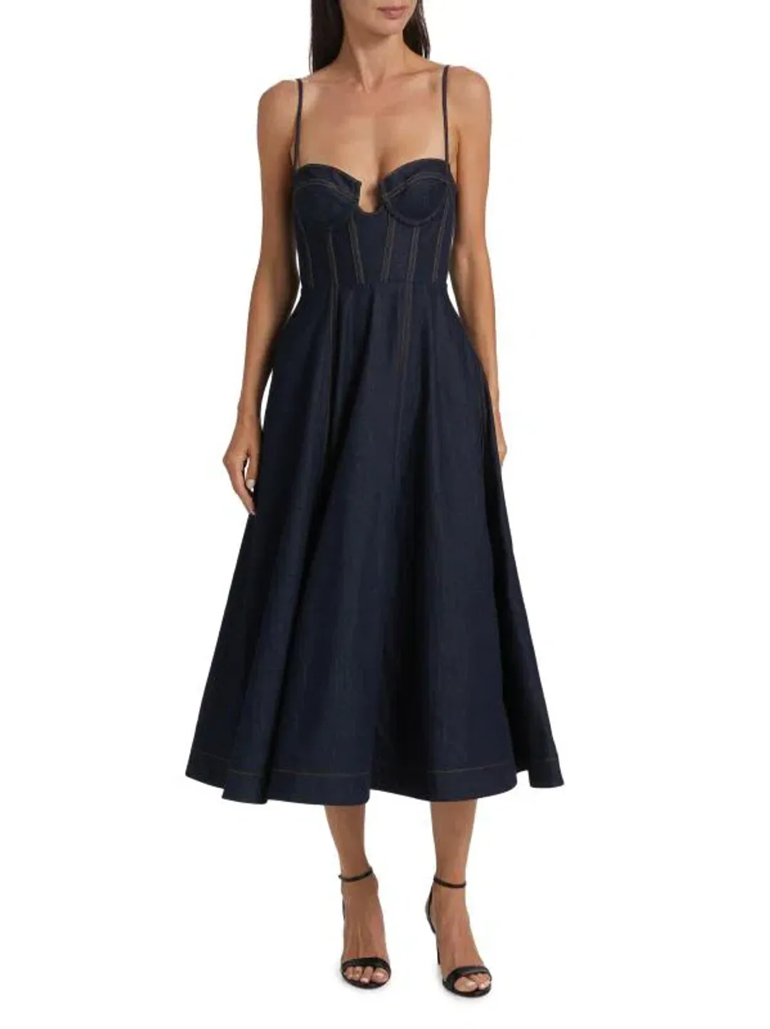 Zimmermann Crush Denim Bustier Midi Dress Navy Size 0P/Au 6  for rent on The Volte - main image