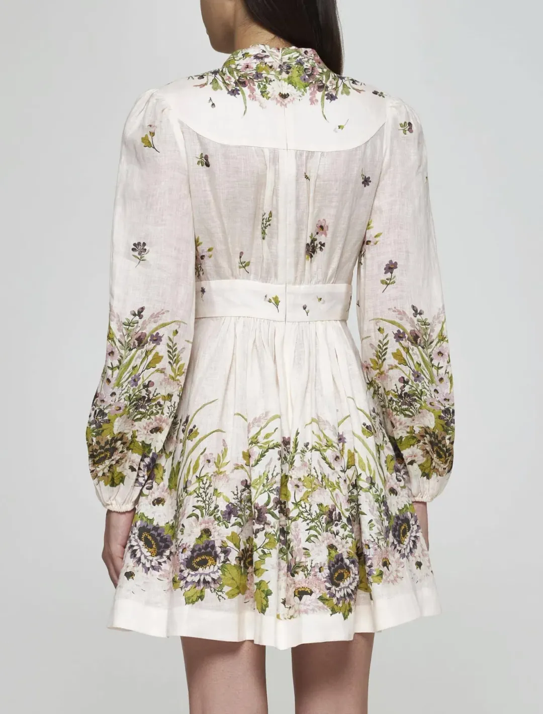 Zimmermann Halliday Plunge Mini Dress Cream/Floral Size 3 /Au 14 for rent on The Volte - main image