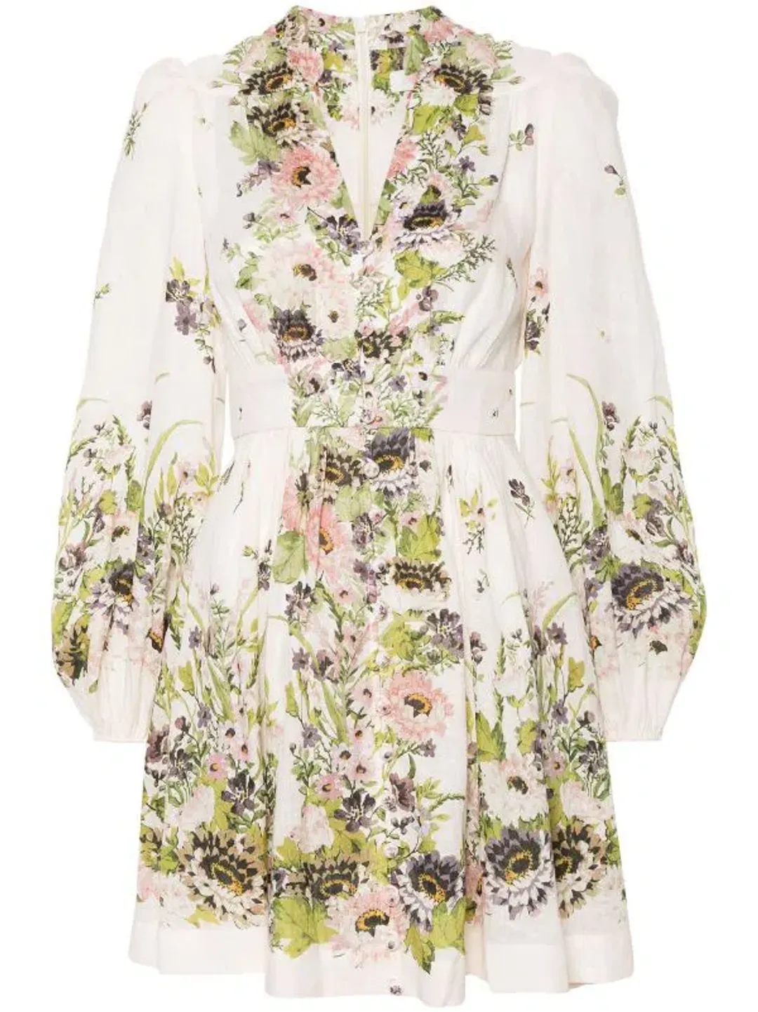 Zimmermann Halliday Plunge Mini Dress Cream/Floral Size 3 /Au 14 for rent on The Volte - main image