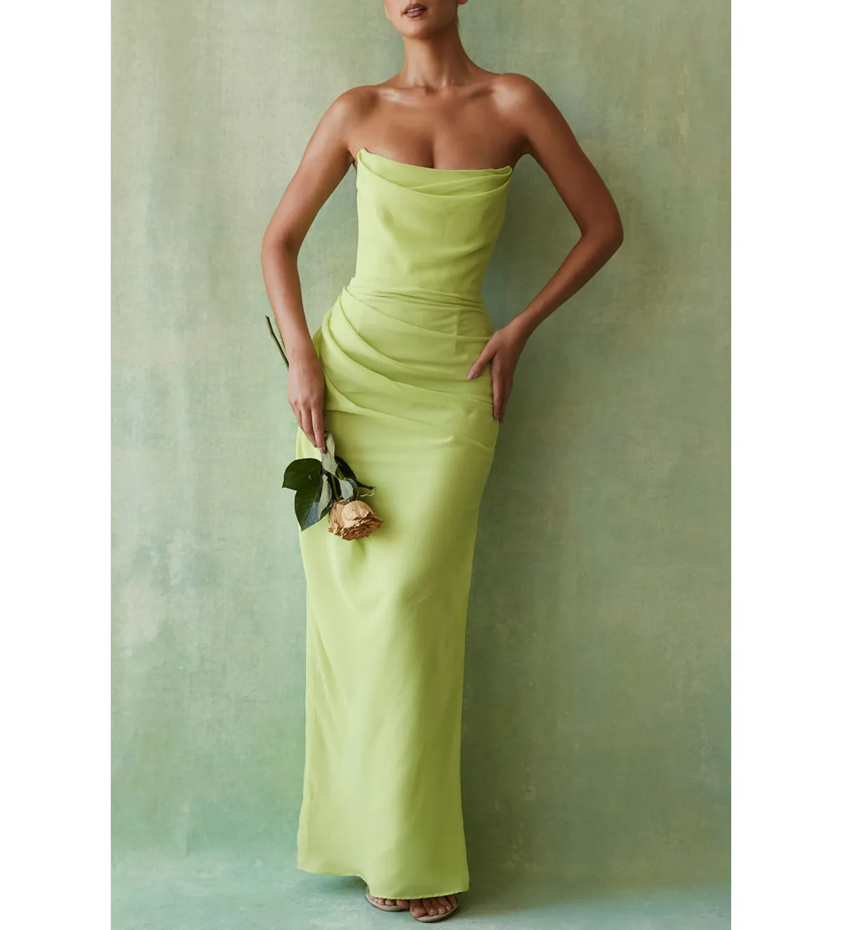 House of CB  Adriene Lime Strapless Gown Lime Size L/Au 12  - Image 3