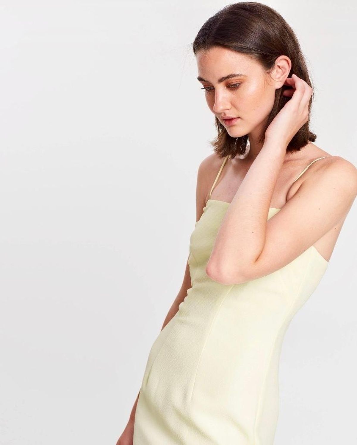 By Johnny Sorbet Yellow Structured Strappy Midi Dress Size 10 - Image 2