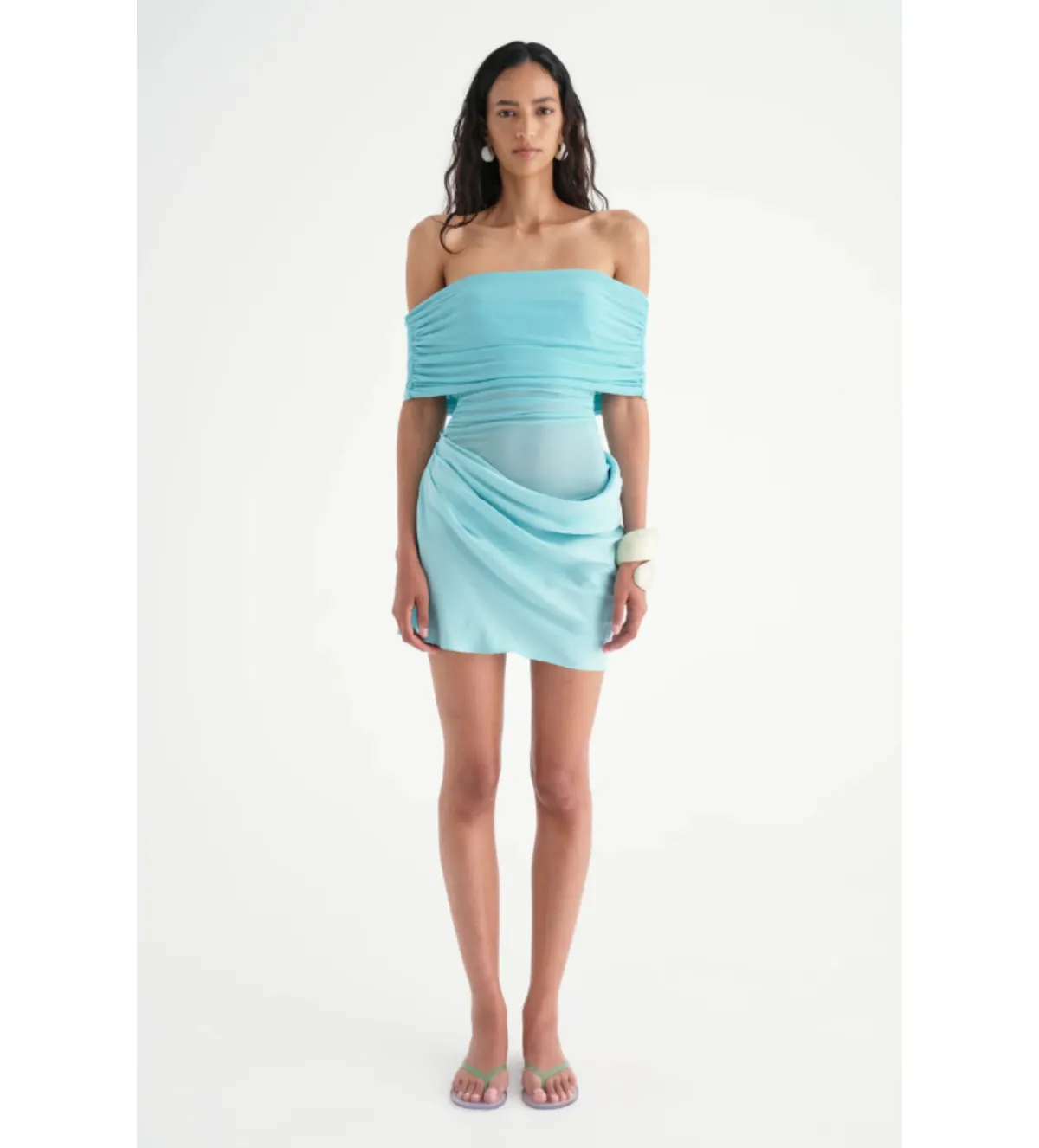 Benni Nico Off Shoulder Mini Dress in Aquamarine Size 8  - Image 1