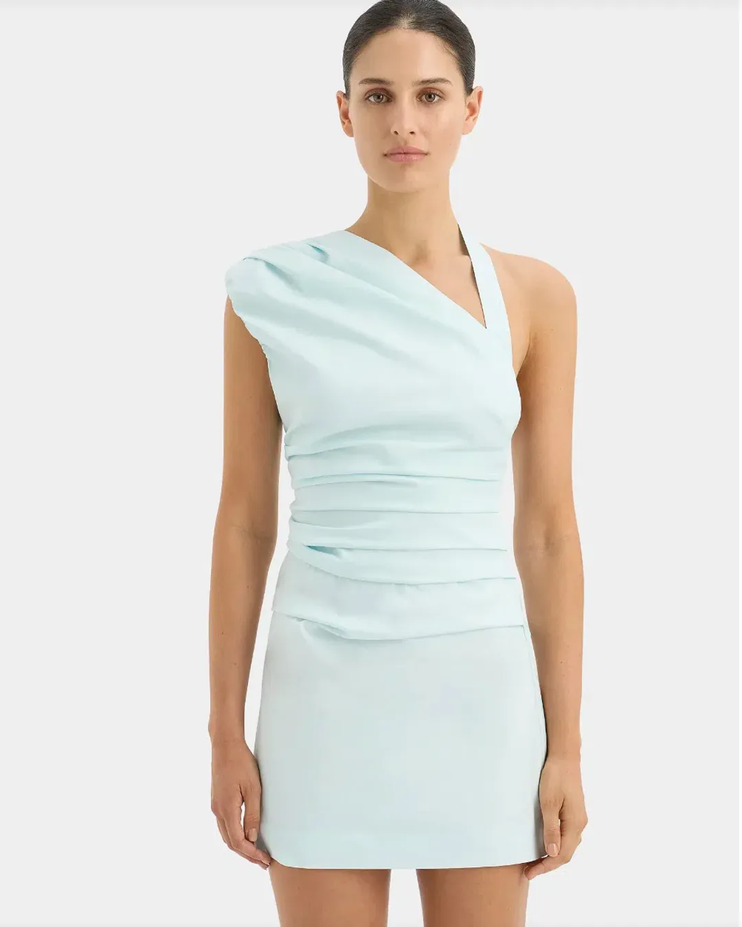 Sir the Label The Azul Gathered Mini Dress in Ice Blue Size 1 / AU 8 for rent on The Volte - main image