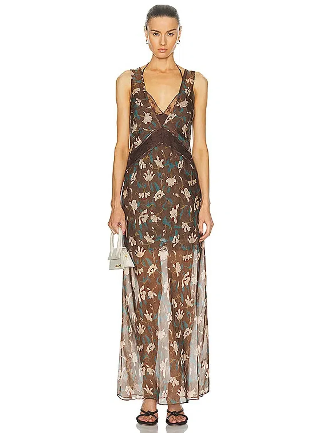 Sir the Label The Avellino Lace Layered Dress in Chocolate Fiore Print Size 0 / AU 6 for rent on The Volte - main image