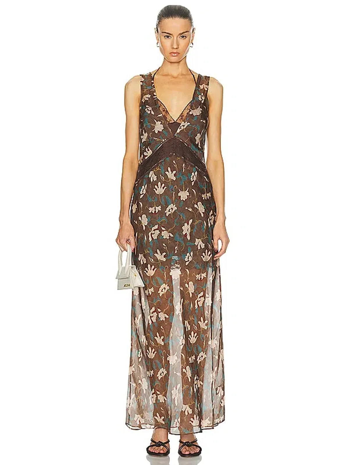 Sir the Label The Avellino Lace Layered Dress in Chocolate Fiore Print Size 0 / AU 6 - Image 2