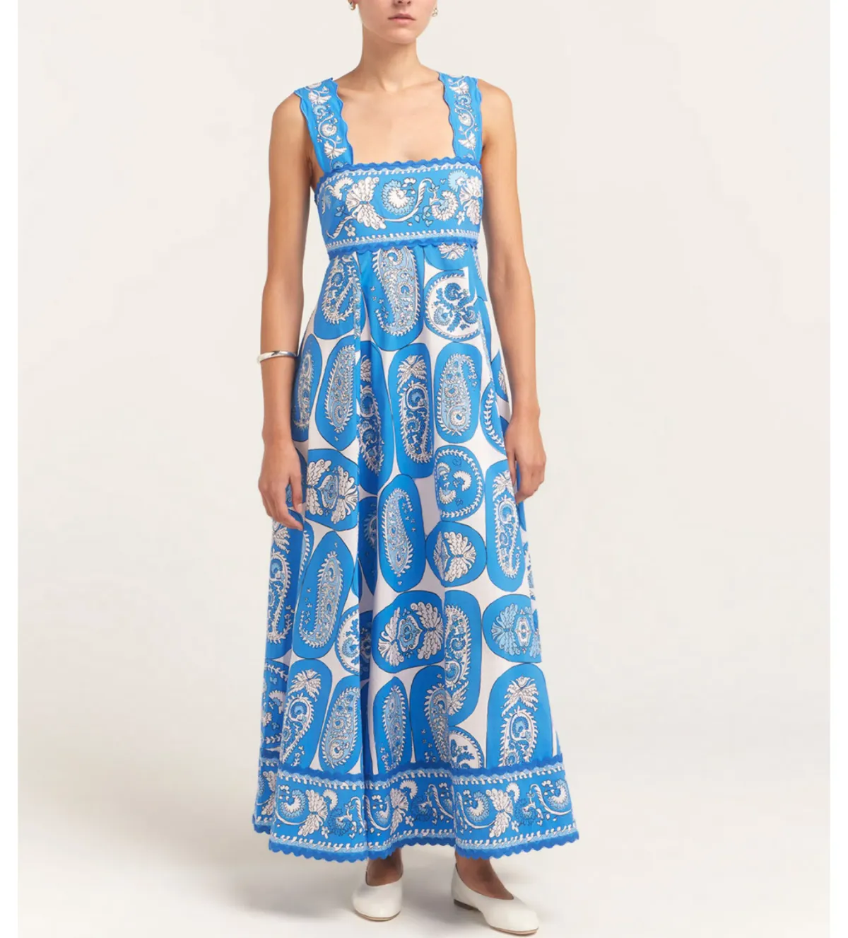 Alemais Dianna Summer Dress Paisley Blue/White Print Size AU 12 - Image 4