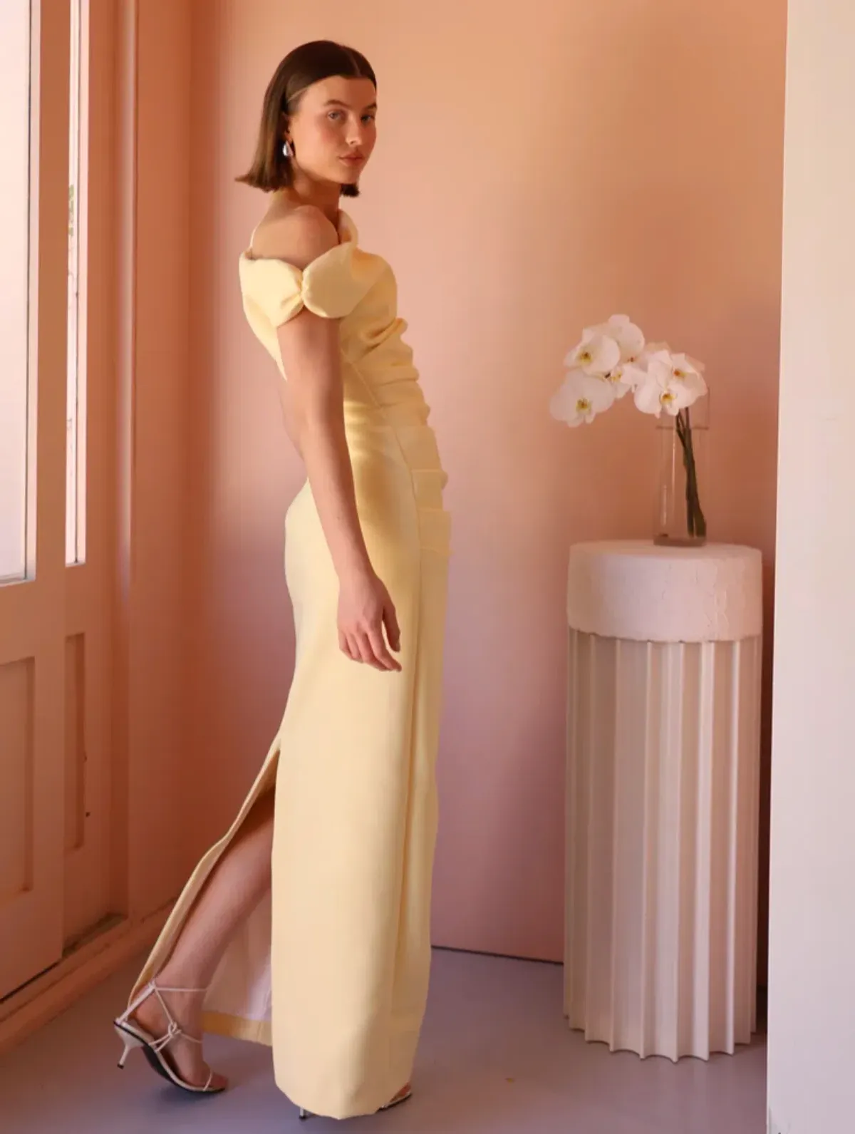 By Nicola Vivian Crepe Maxi Dress Lemon Size 10  - Image 5