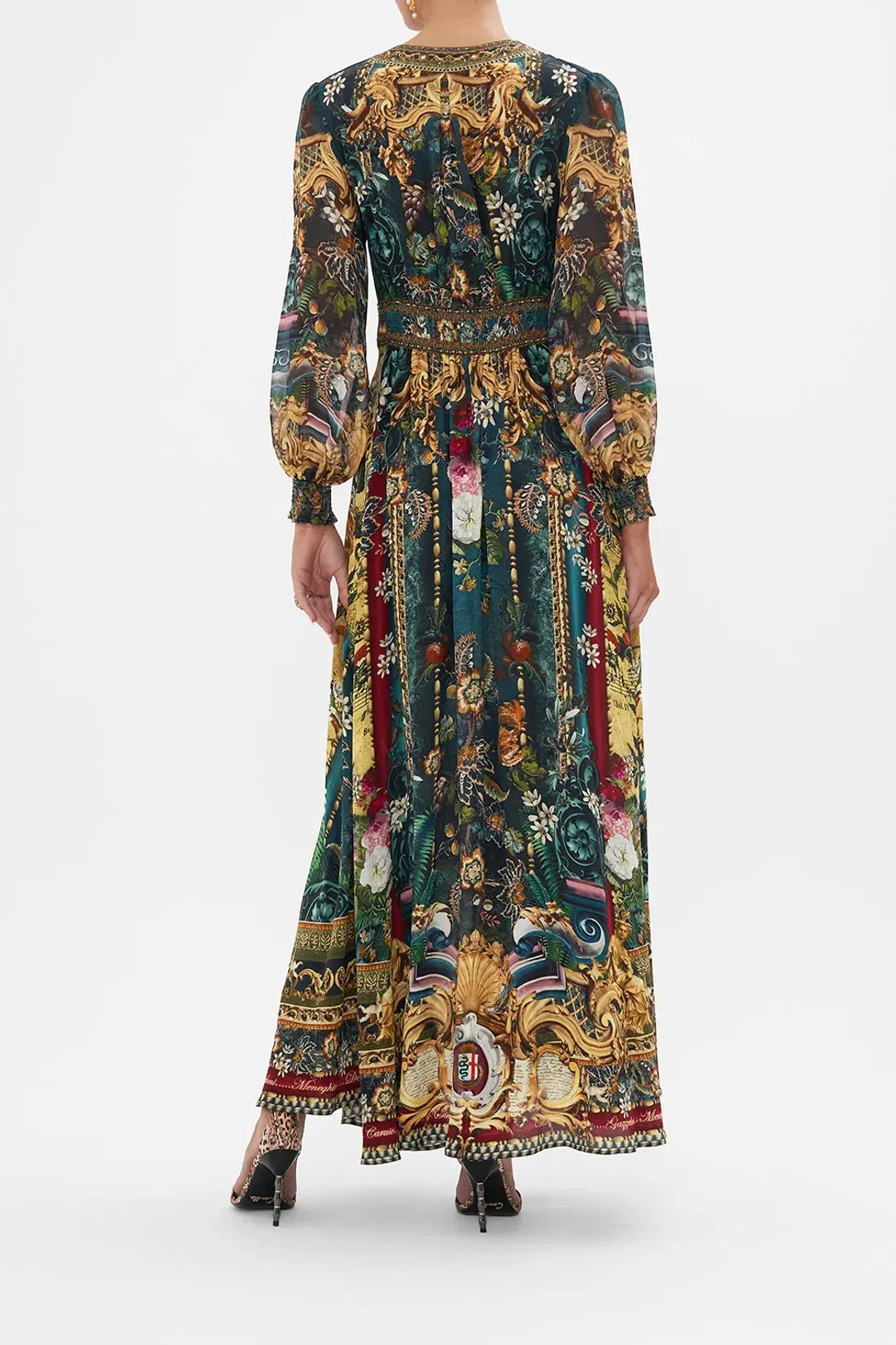 Camilla Long Sleeve Button Maxi Dress with Shaped Waistband Verdis World Size S / AU 10 for rent on The Volte - main image