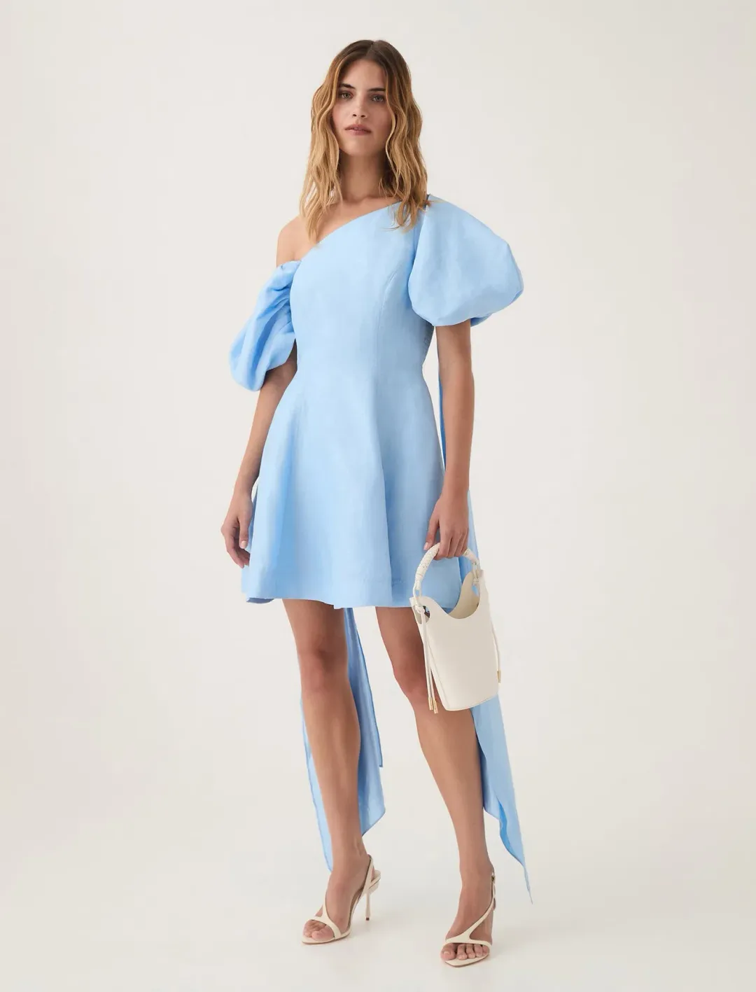 Aje Arista Tulip Sleeve Mini Dress Powder Blue Size 6 for rent on The Volte - main image