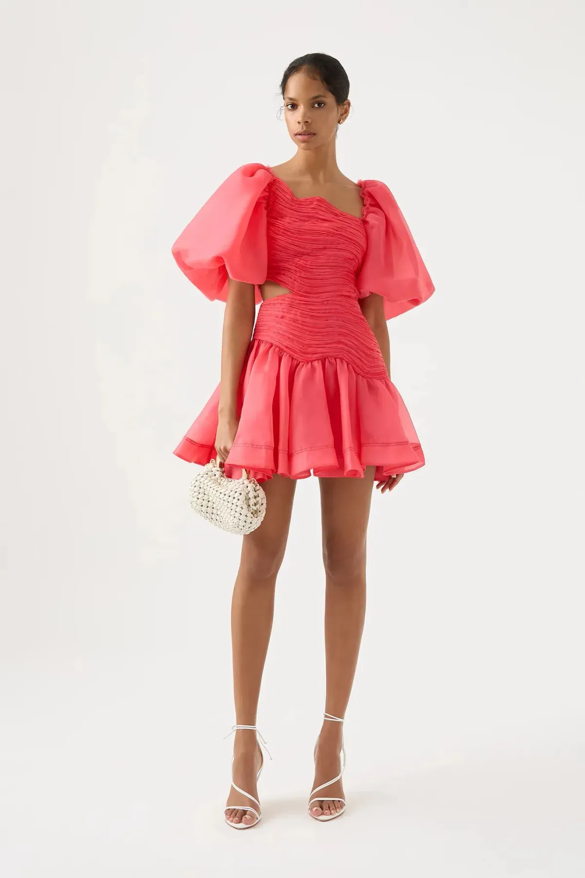 Aje Joan Puff Sleeve Mini Dress in Rouge Pink Size 12 - Image 1