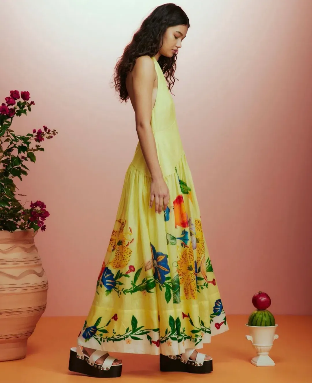 Alemais Dahlia Halter Gown Yellow Size AU 8 for rent on The Volte - main image