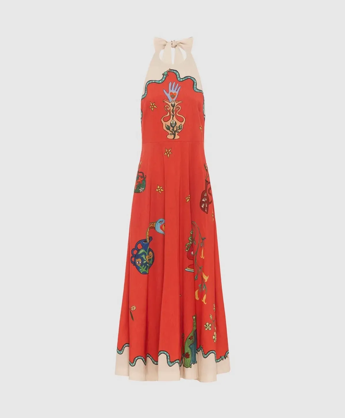 Alemais Rose Halter Dress Red Print Size AU 8 - Image 5