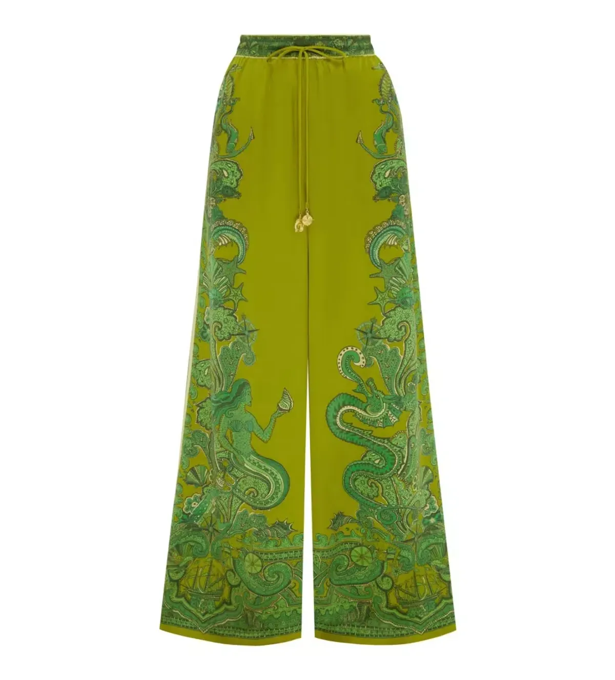 Alemais Solaris Silk Shirt and Pant Set Green Print Size AU 4 - Image 4