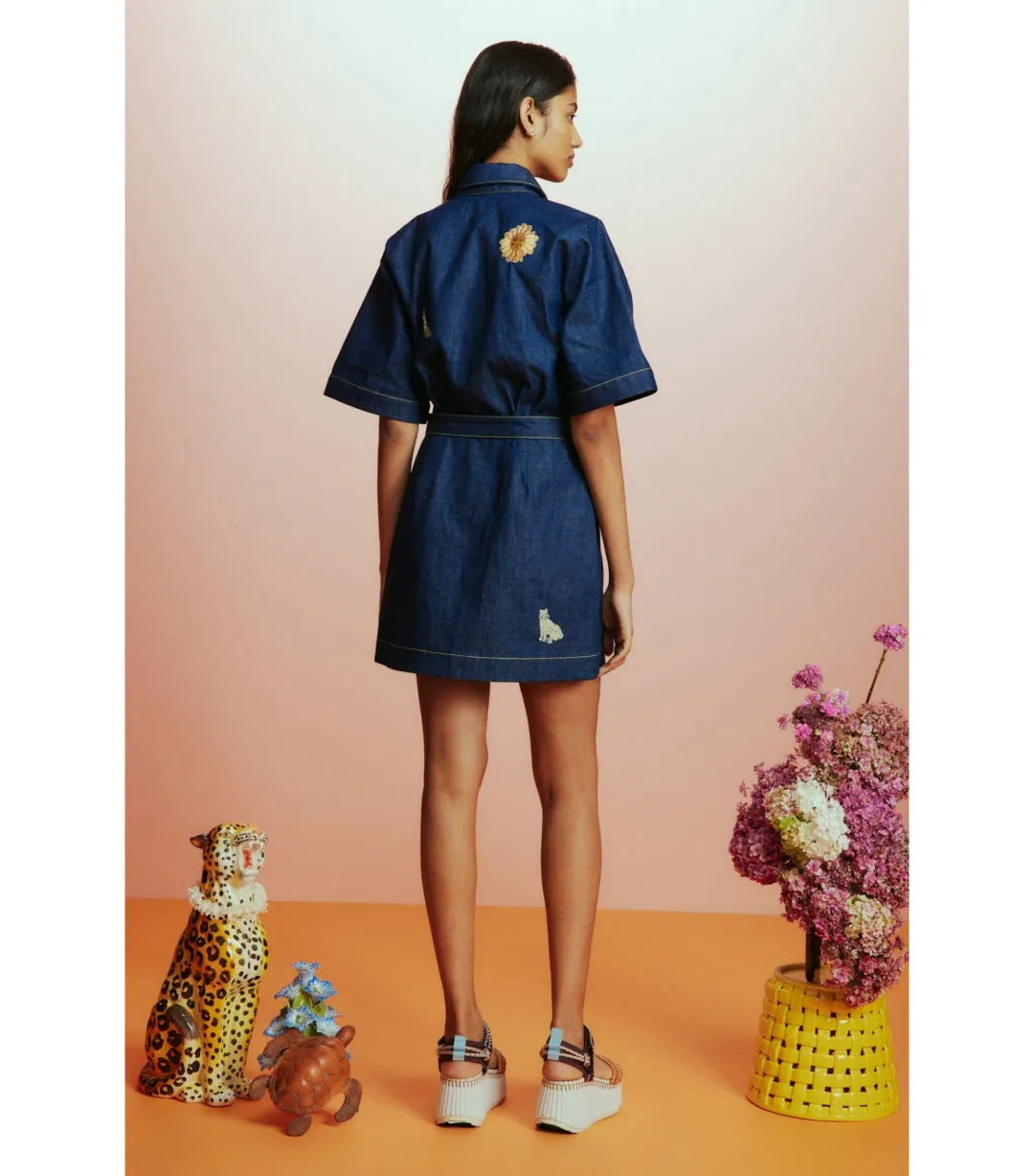 Alemais Jada Mini Dress Denim Blue Size AU 8 for rent on The Volte - main image