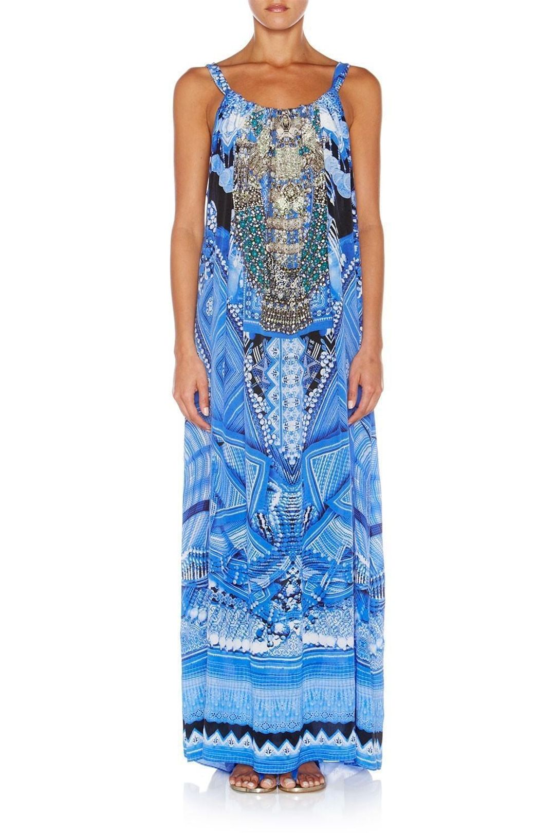 Camilla A World Between The Warp Dress Blue Print Size 12 for rent on The Volte - main image