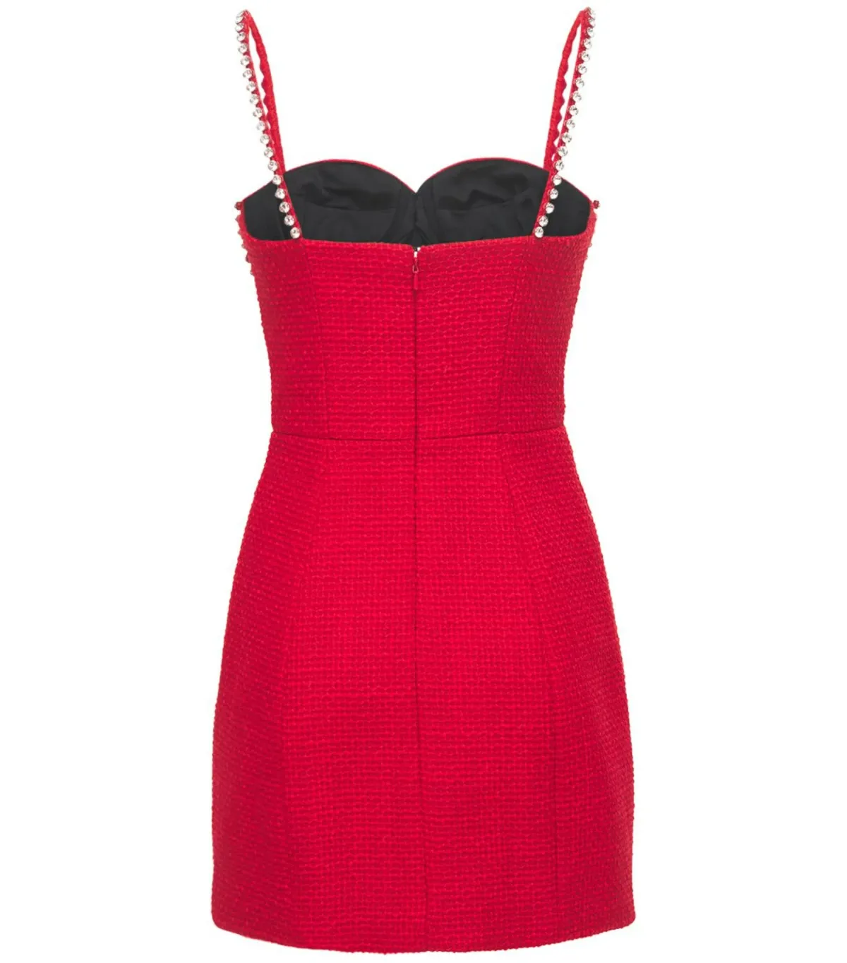 Area NYC Red Embellished Tweed Bustier Dress Red Size AU 6 - Image 5