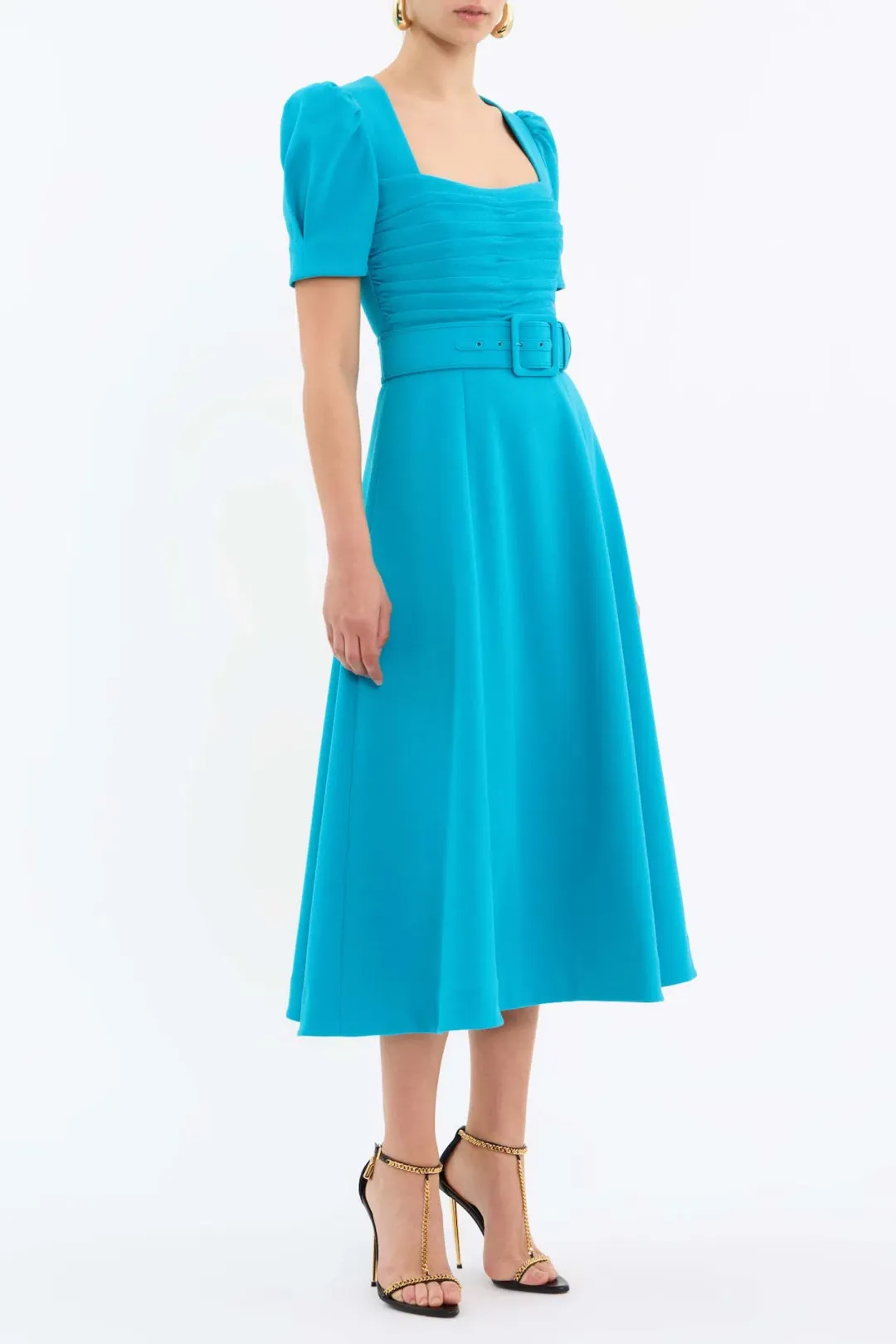 Rebecca Vallance Ella Short Sleeve Midi Dress Blue Size AU 10 for rent on The Volte - main image