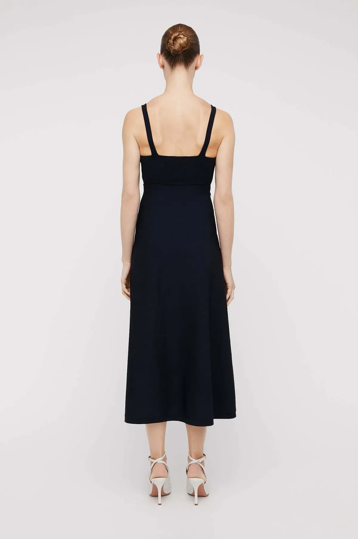 Scanlan Theodore Crepe Knit Square Neck Dress Navy Size 8 - Image 2