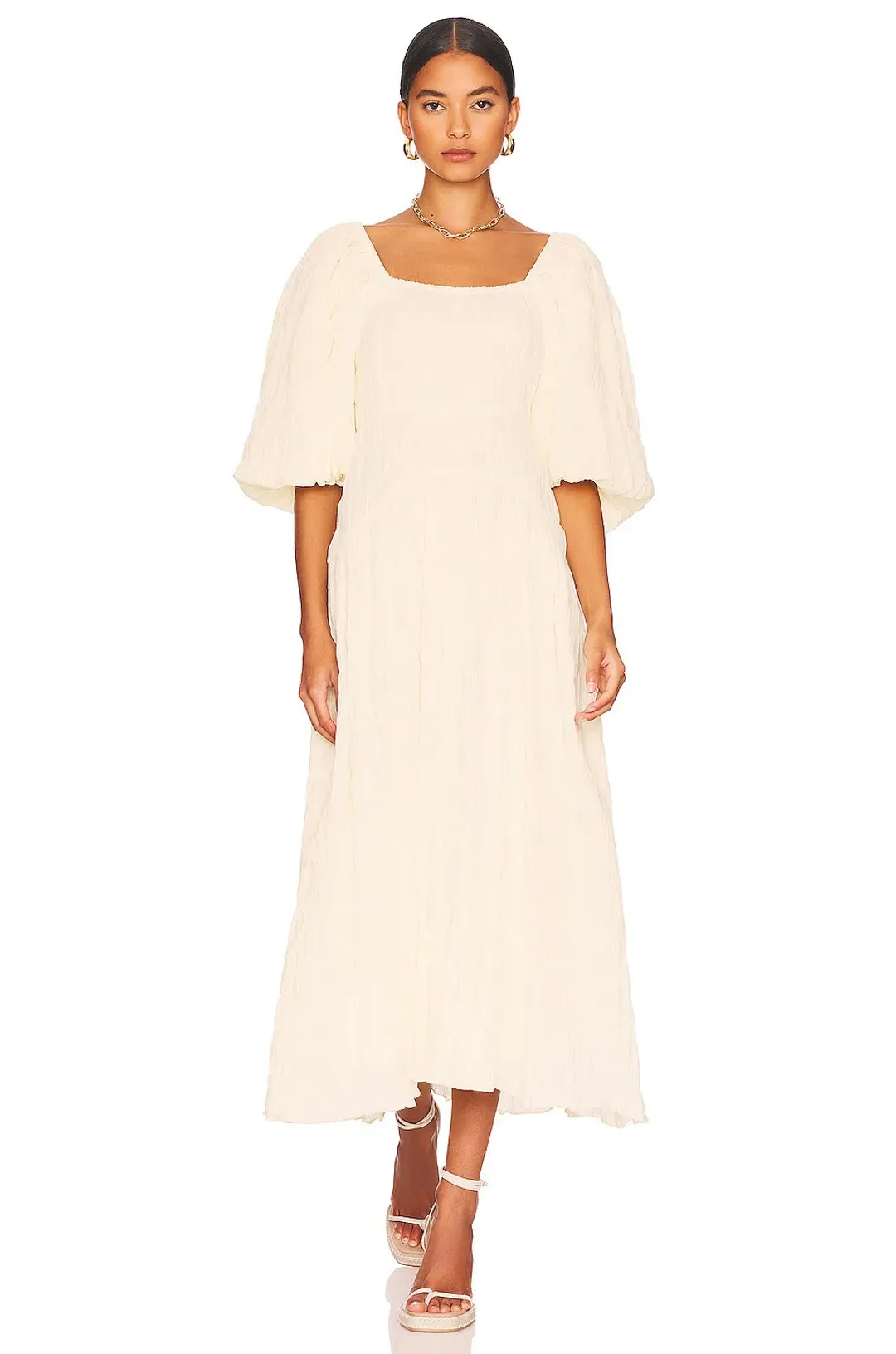 Sovere Mercy Reversible Midi Dress in French Vanilla Size  for rent on The Volte - main image