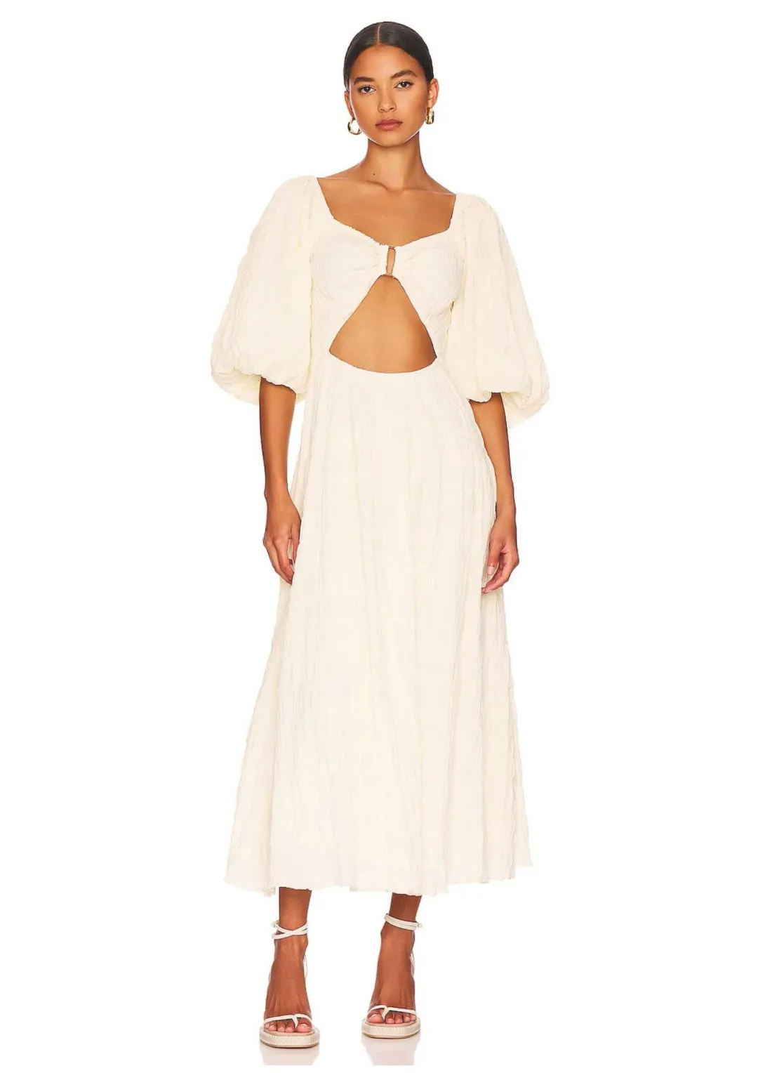 Sovere Mercy Reversible Midi Dress in French Vanilla Size  for rent on The Volte - main image