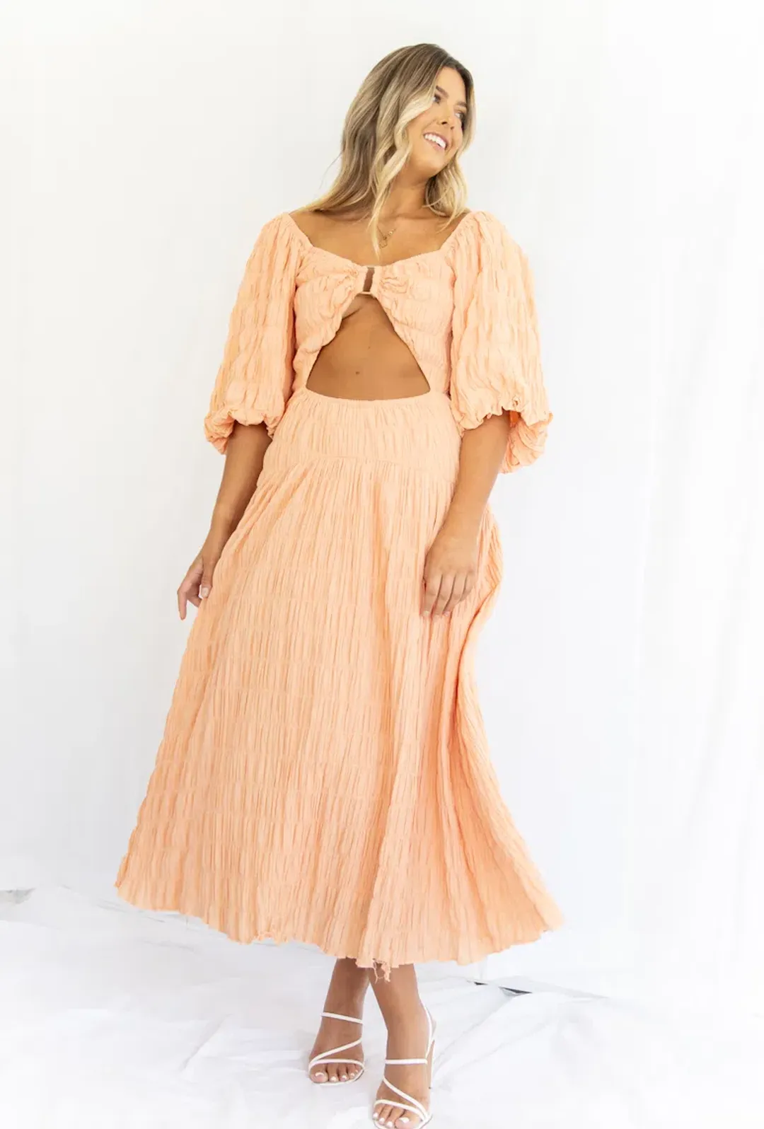 Sovere Mercy Reversible Midi Dress Orange Size 12 for rent on The Volte - main image