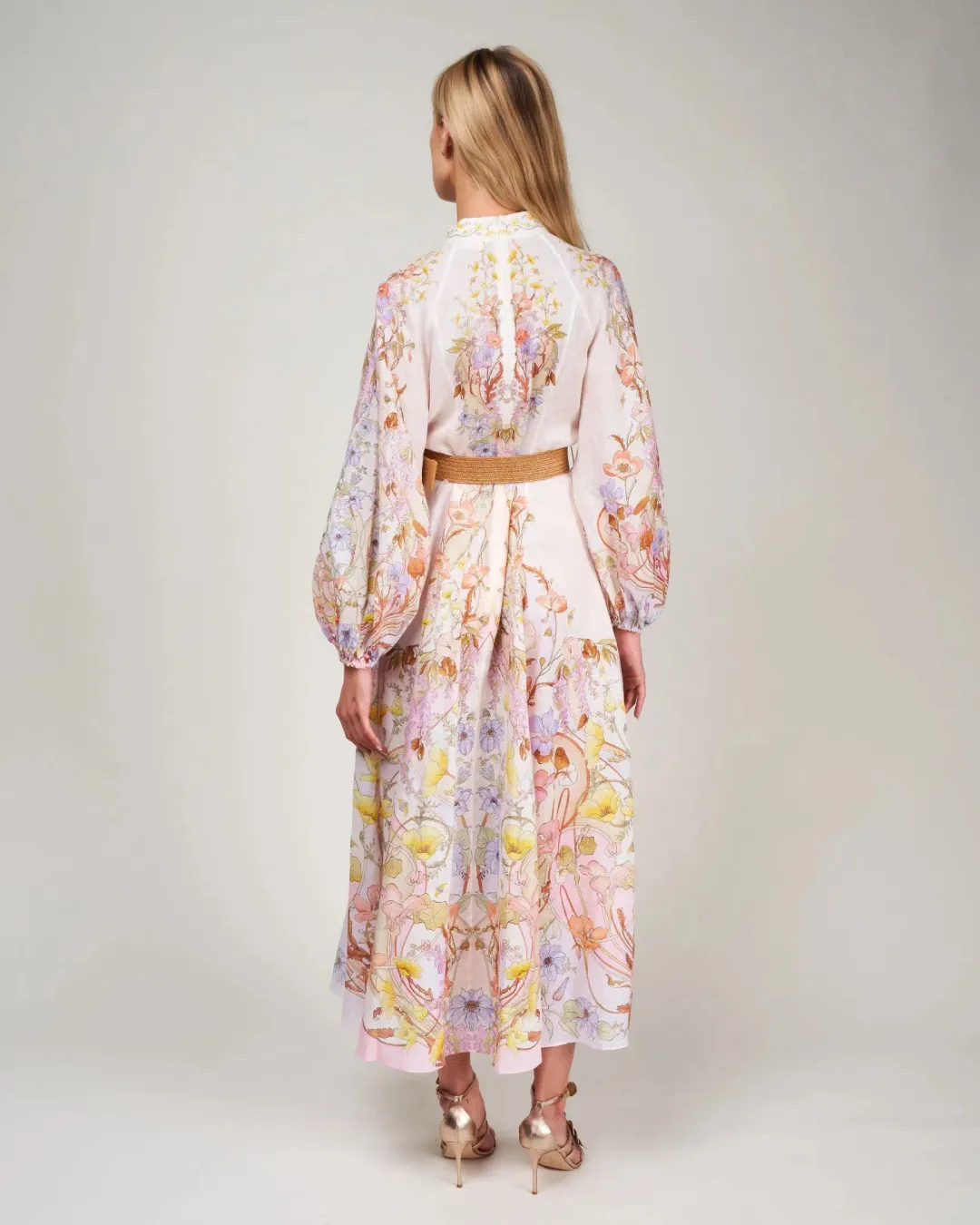 Zimmermann Jeannie Billow Long Dress Floral Swirl Size 1 / AU 10 for rent on The Volte - main image