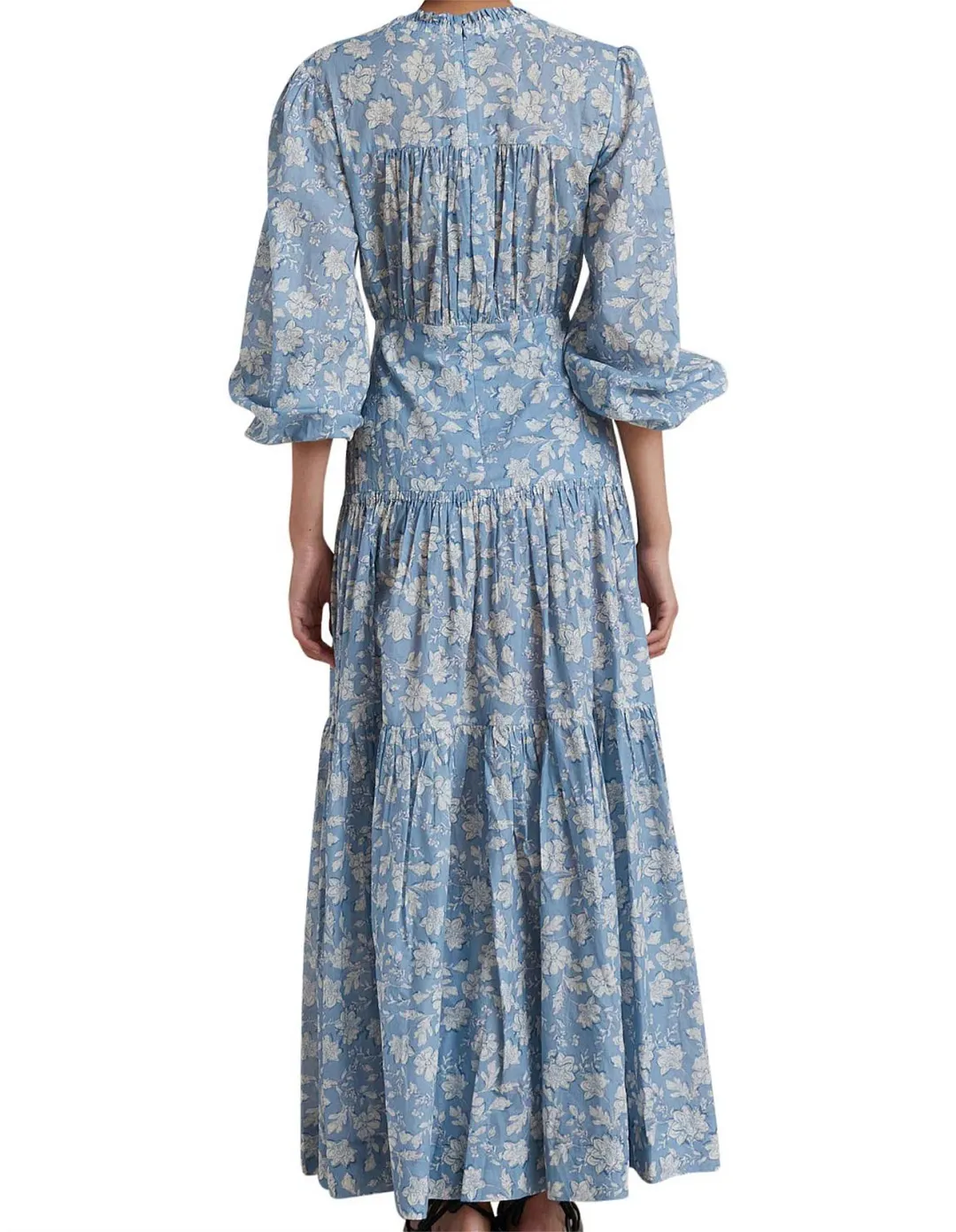 Bec & Bridge Floral Skies Full Bell Sleeve Maxi Dress Blue Size 8 for rent on The Volte - main image