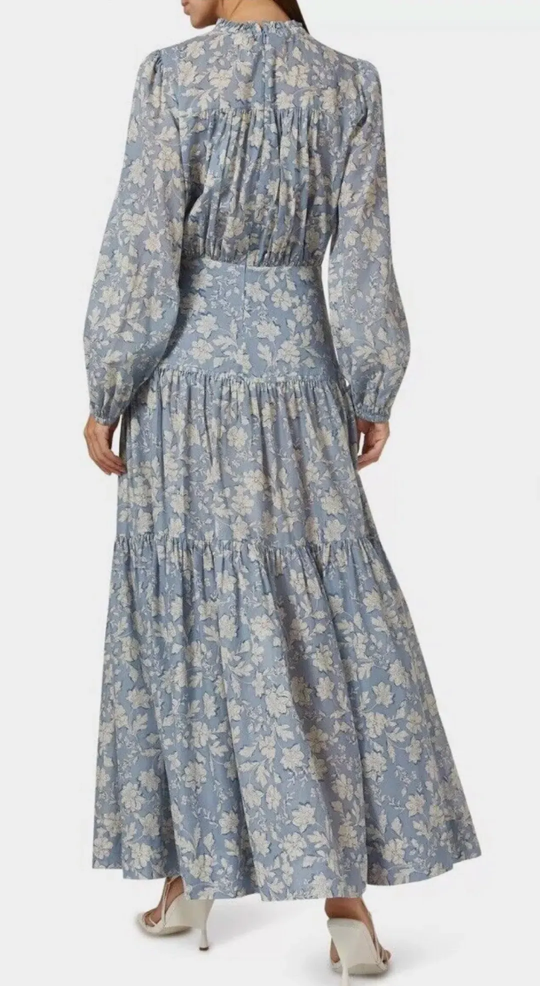 Bec & Bridge Floral Skies Full Bell Sleeve Maxi Dress Blue Size 8 for rent on The Volte - main image