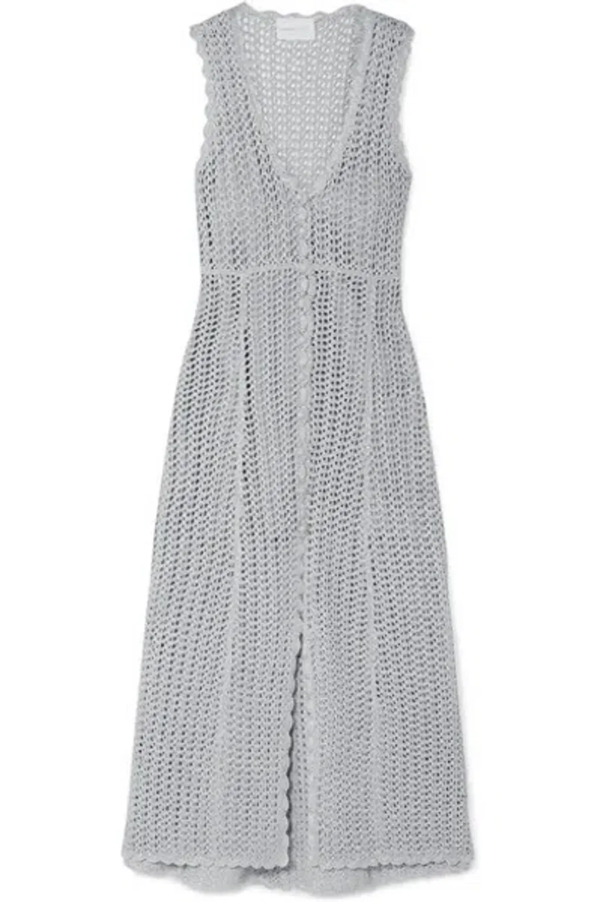 Alice McCall Magic Metallic Open Knit Midi Dress In Stone Size 10 - Image 4