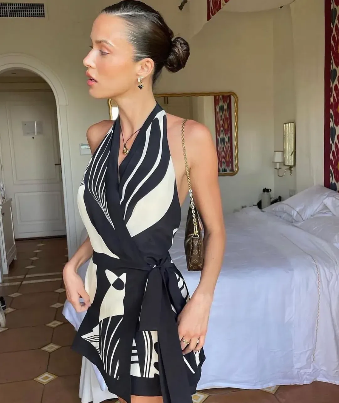 Sir the Label Realisme Halter Mini Dress Papier Print Size 3/ AU 12 for rent on The Volte - main image