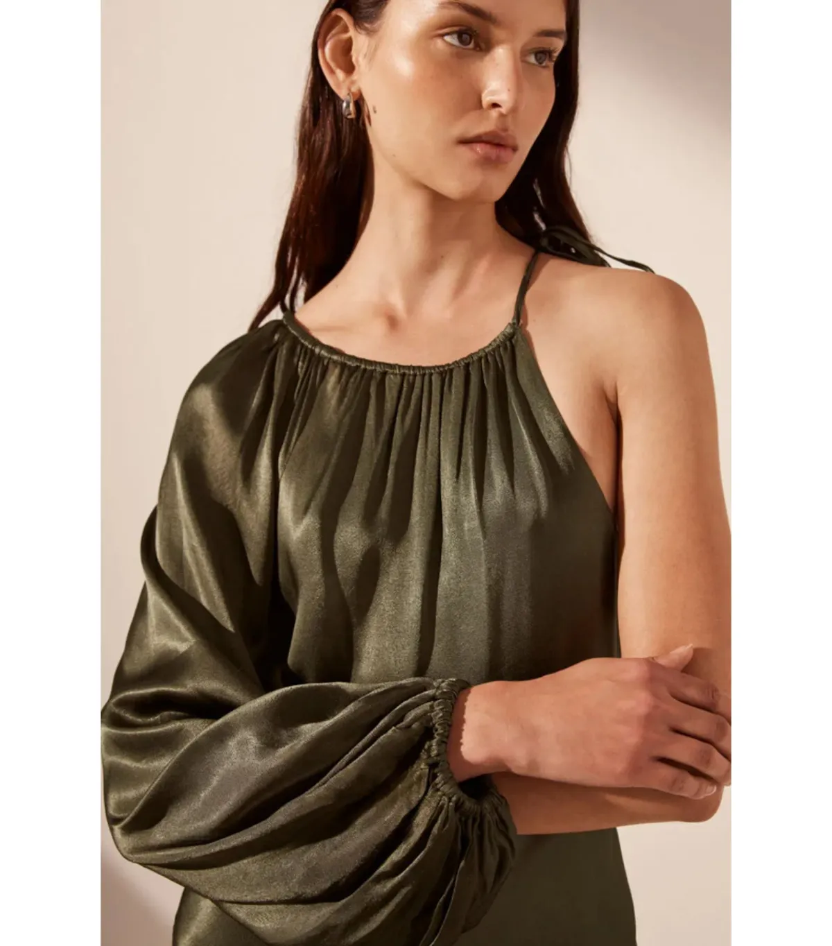 Shona Joy La Lune One Shoulder Balloon Sleeve Midi Dress in Forest Size AU 10 - Image 2