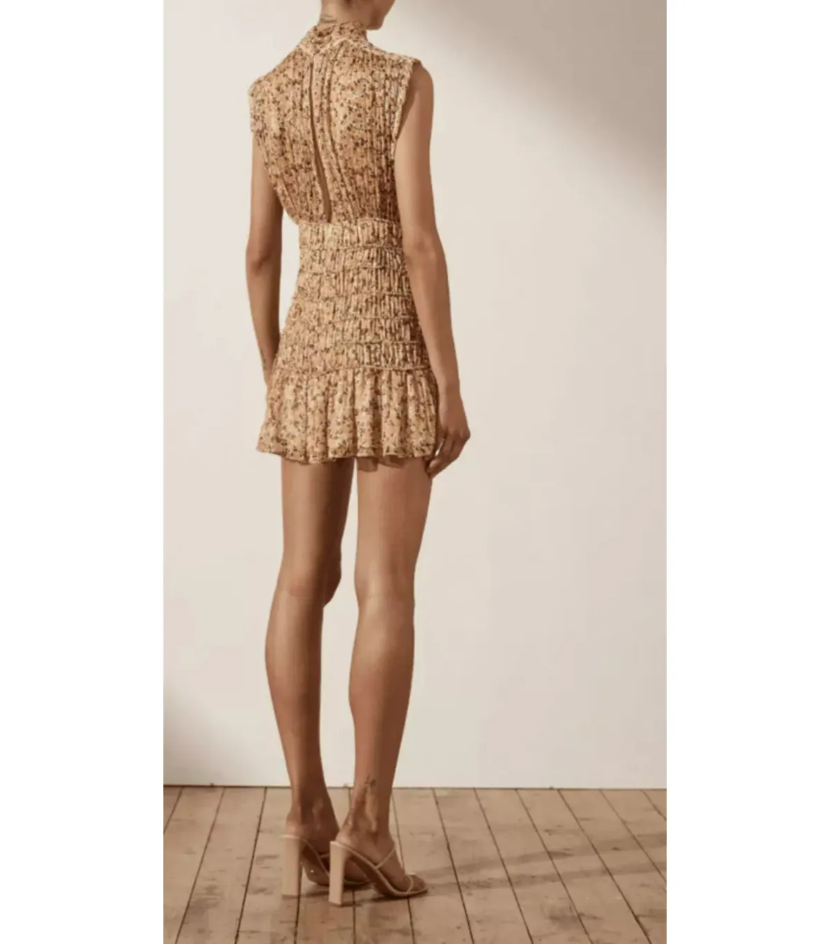 Shona Joy Colette High Neck Corded Mini Dress Print Size AU 10 - Image 3